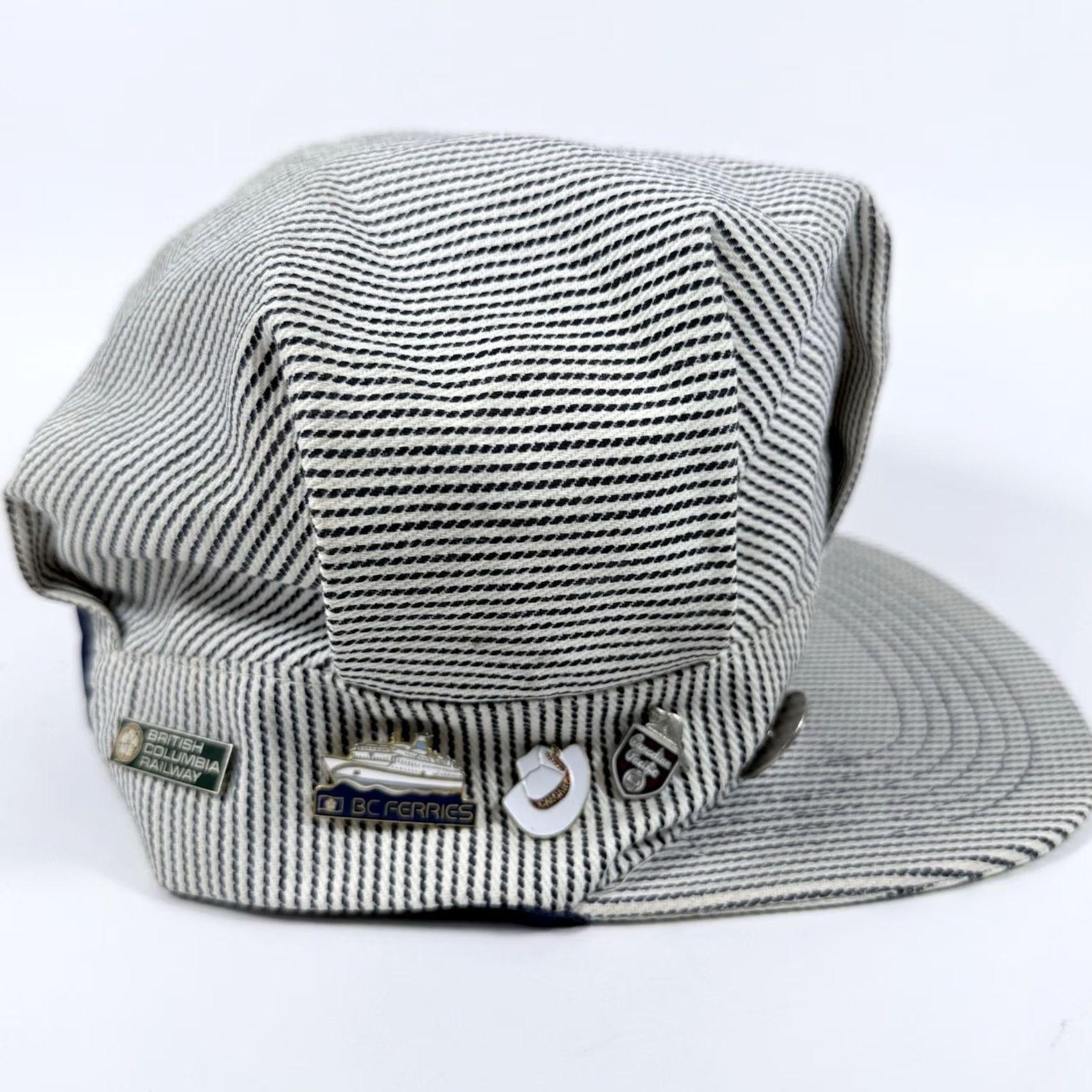 Vintage VINTAGE Rocky Mountaineer Canada Train Conductor Engineer Hat Blue Striped Adjustable Twill Denim Baseball Cap Men Ajm International Globe Size ONE SIZE - 6 Thumbnail