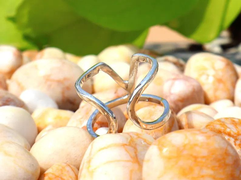 Handmade Band Ring, 925 Silver Adjustable Ring, Handmade V Shape Ring Size ONE SIZE - 3 Thumbnail