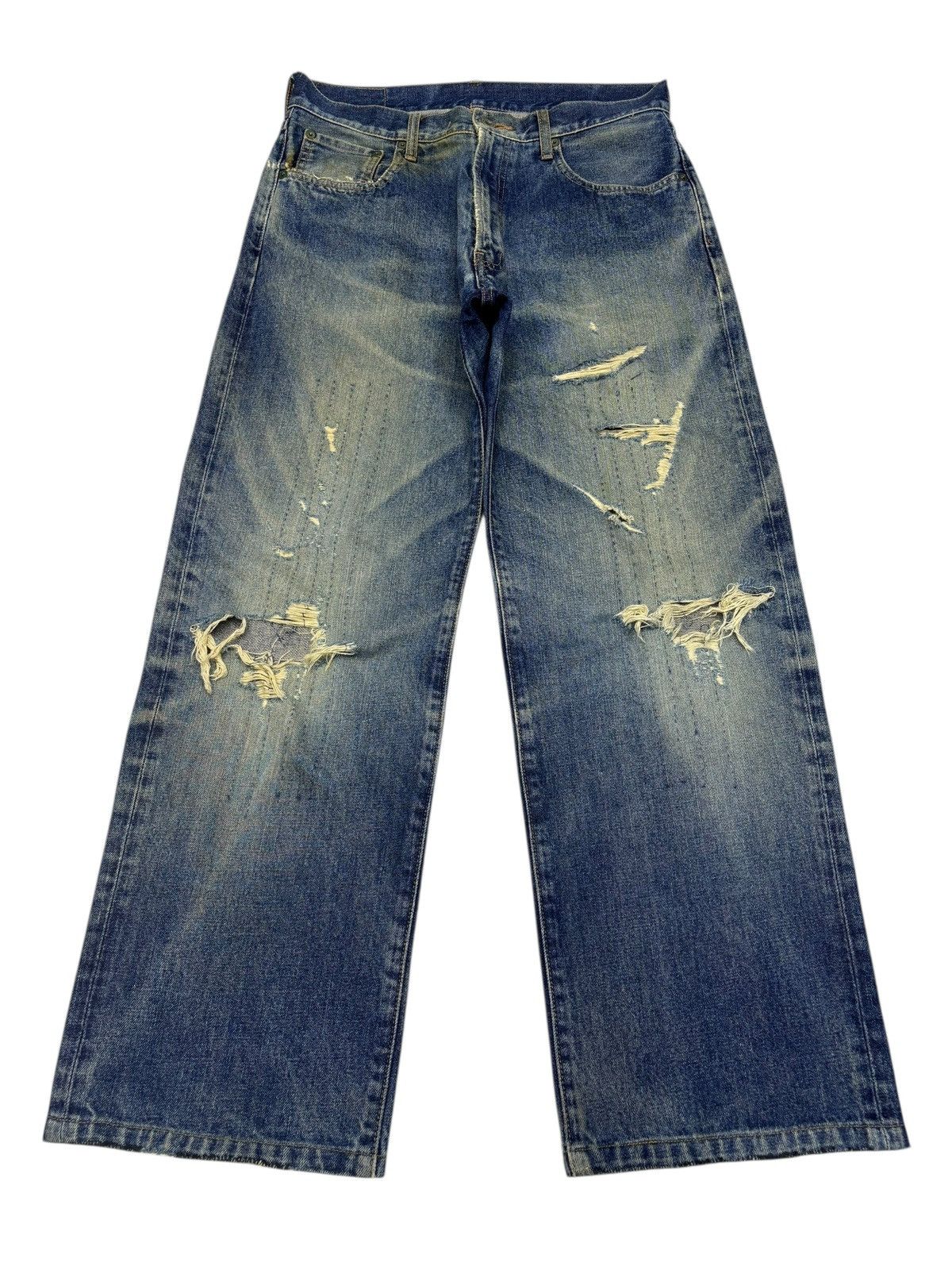 Warehouse 💥BAGGY💥WAREHOUSE UNIQUE CLOTHING SASHIKO STITCH BAGGY JEANS Size US 30 / EU 46 - 9 Thumbnail