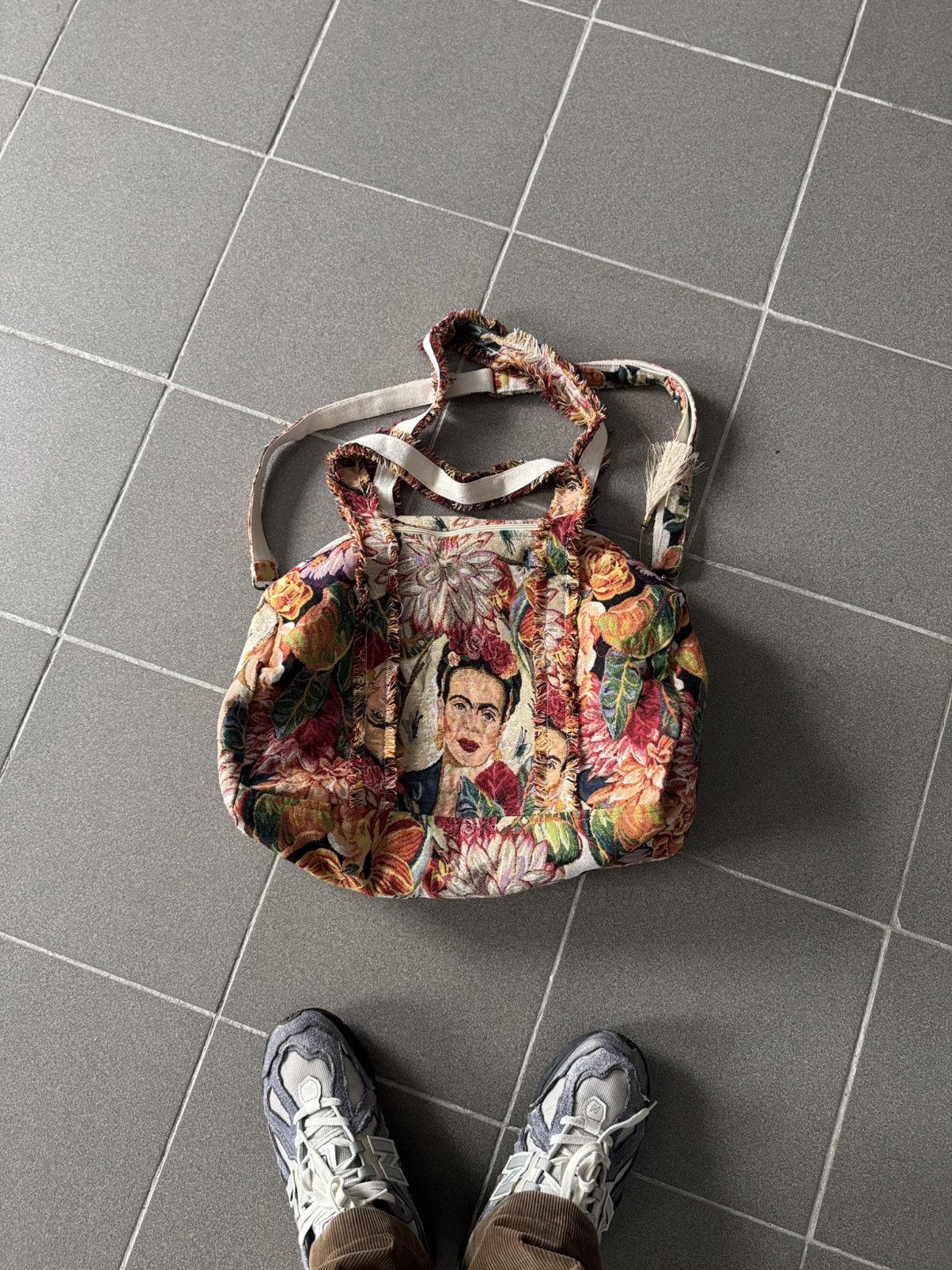 20471120 Very crazy bag Rework Cotton Frida Kahlo Painting Tote Bag Size ONE SIZE - 2 Thumbnail