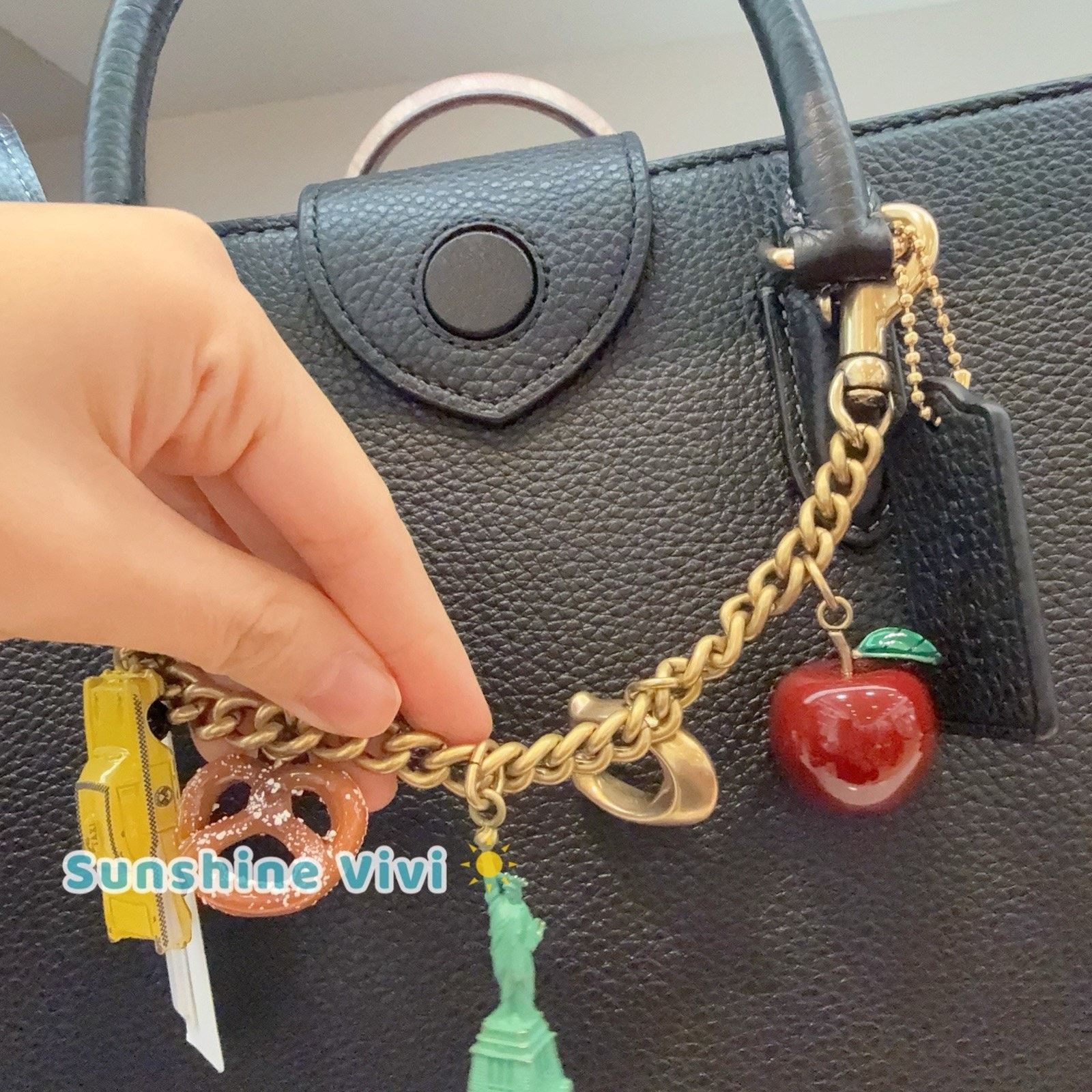 Coach NWT Coach New York Motif Chain Bag Charm Brass/Multi CCX50 Size ONE SIZE - 4 Thumbnail