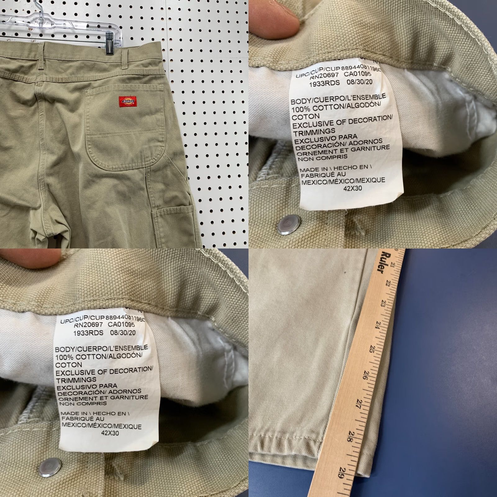 Dickies VINTAGE Dickies Carpenter Pants Mens 41X30 Beige Canvas Workwear Size US 42 / EU 58 - 10 Thumbnail