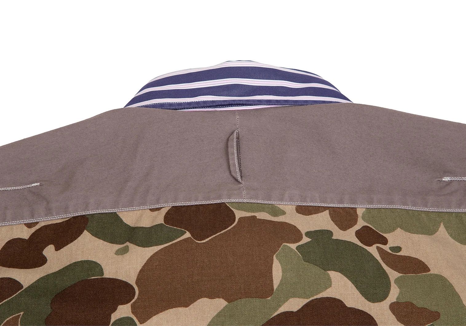 Junya Watanabe Duck Camouflage Panel Stripe Shirt in Navy Khaki M Size US M / EU 48-50 / 2 - 16 Thumbnail
