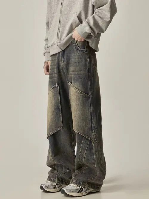 VIBE Vintage Maillard Deconstructed Work Straight Leg Jeans Size US 32 / EU 48 - 3 Thumbnail