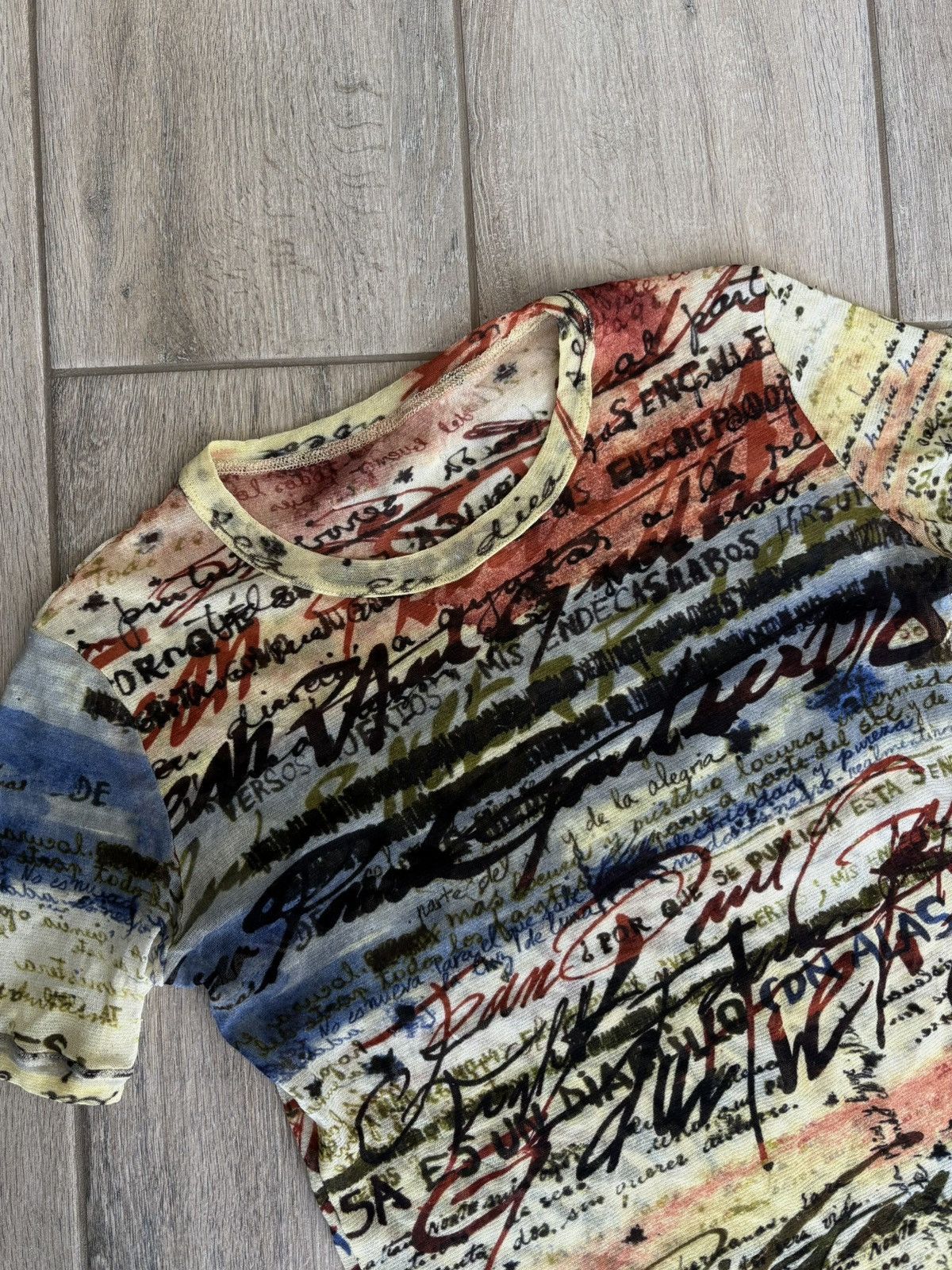 Jean Paul Gaultier Jean Paul Gaultier SS 1998 Calligraphy Handwriting Mesh Top Size S / US 4 / IT 40 - 2 Thumbnail