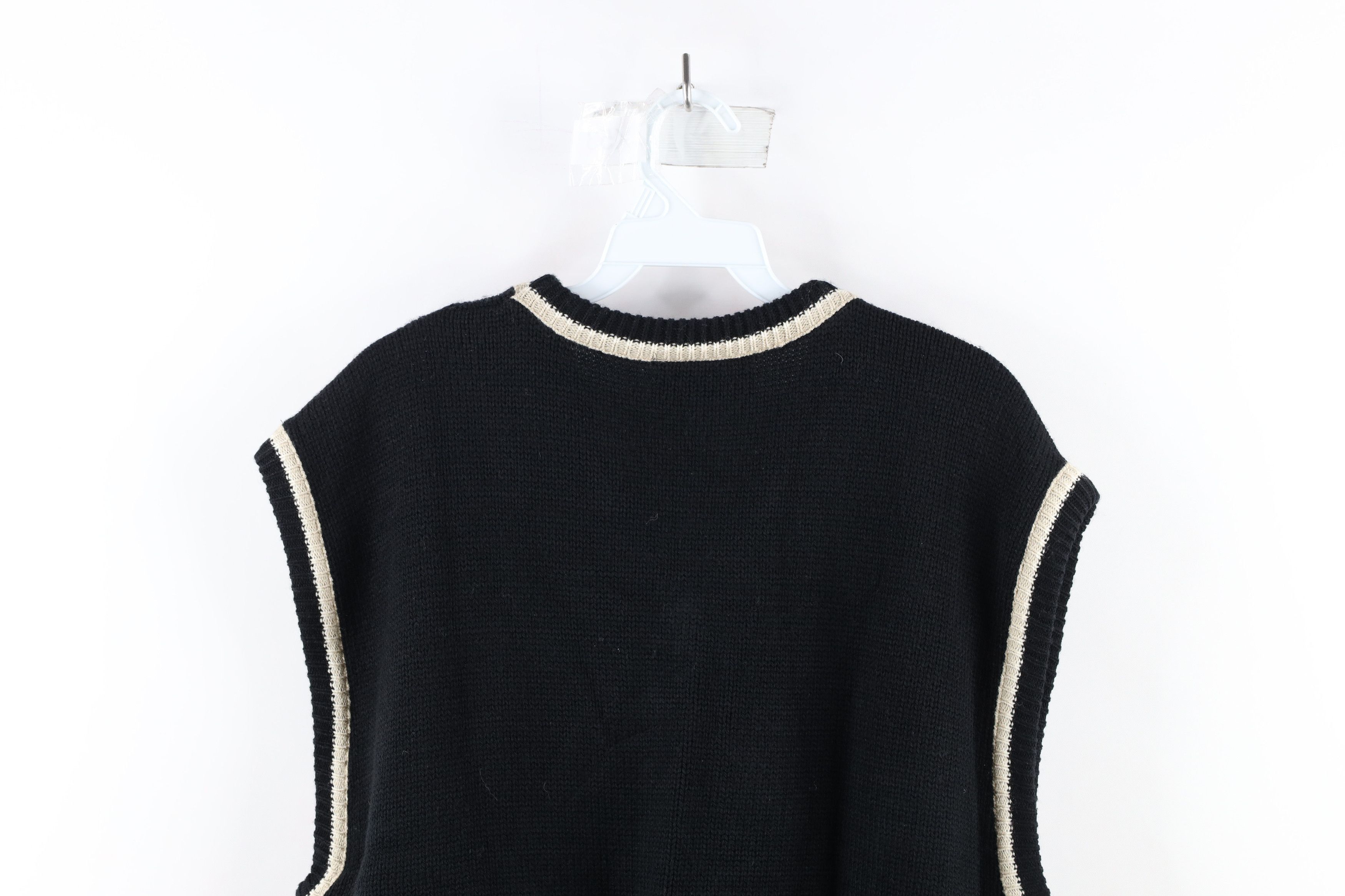 Vintage Vintage 90s Streetwear Cable Knit Sweater Vest Black USA Size ONE SIZE - 6 Thumbnail