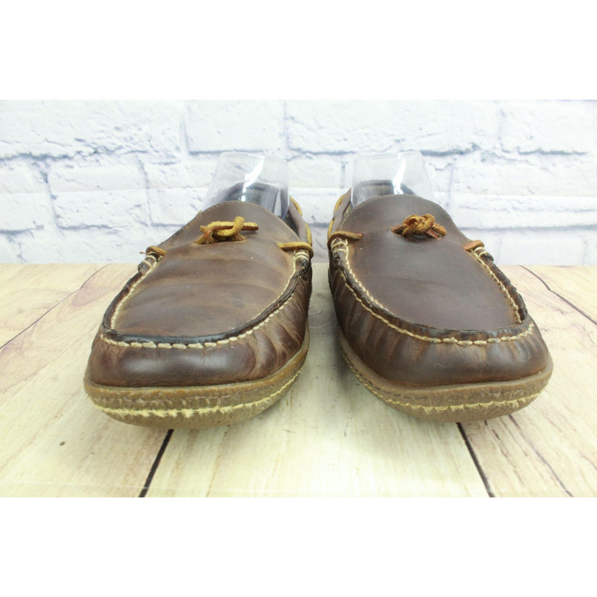 L.L. Bean LL Bean Brown Leather Flannel Lined Handsewn Slippers Size US 10 / EU 43 - 5 Thumbnail