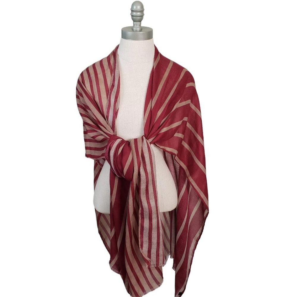Designer CT845 Red & Tan Striped Shoulder Wrap Size ONE SIZE - 2 Thumbnail
