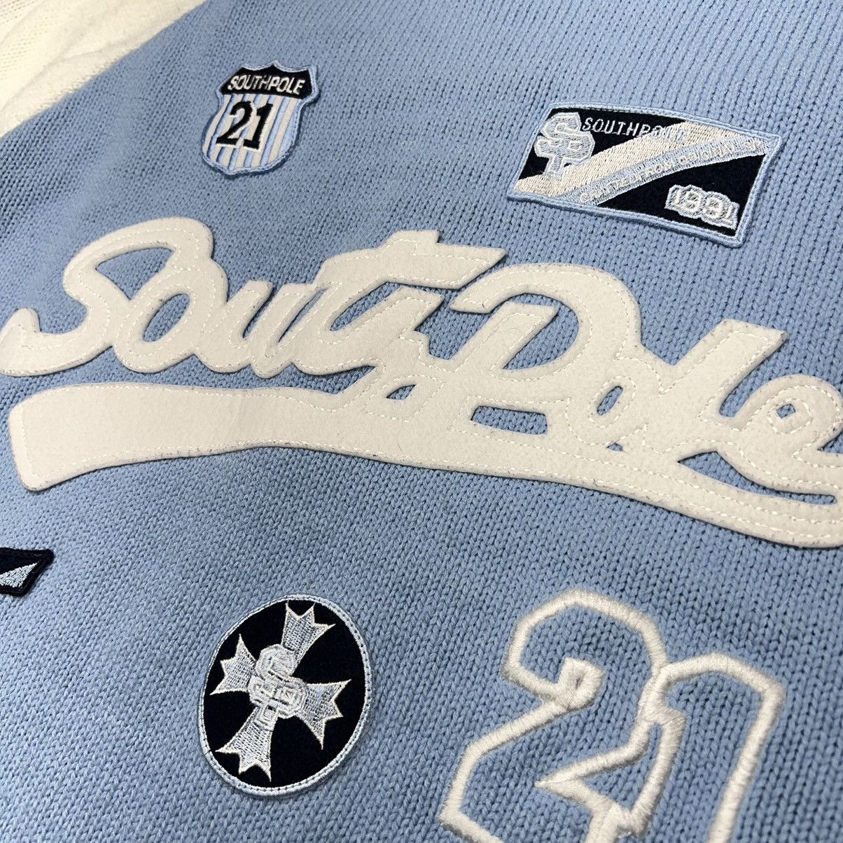 Southpole × Vintage VTG Southpole Sweater Blue White Crewneck Knit Patch Y2K Size US M / EU 48-50 / 2 - 4 Thumbnail