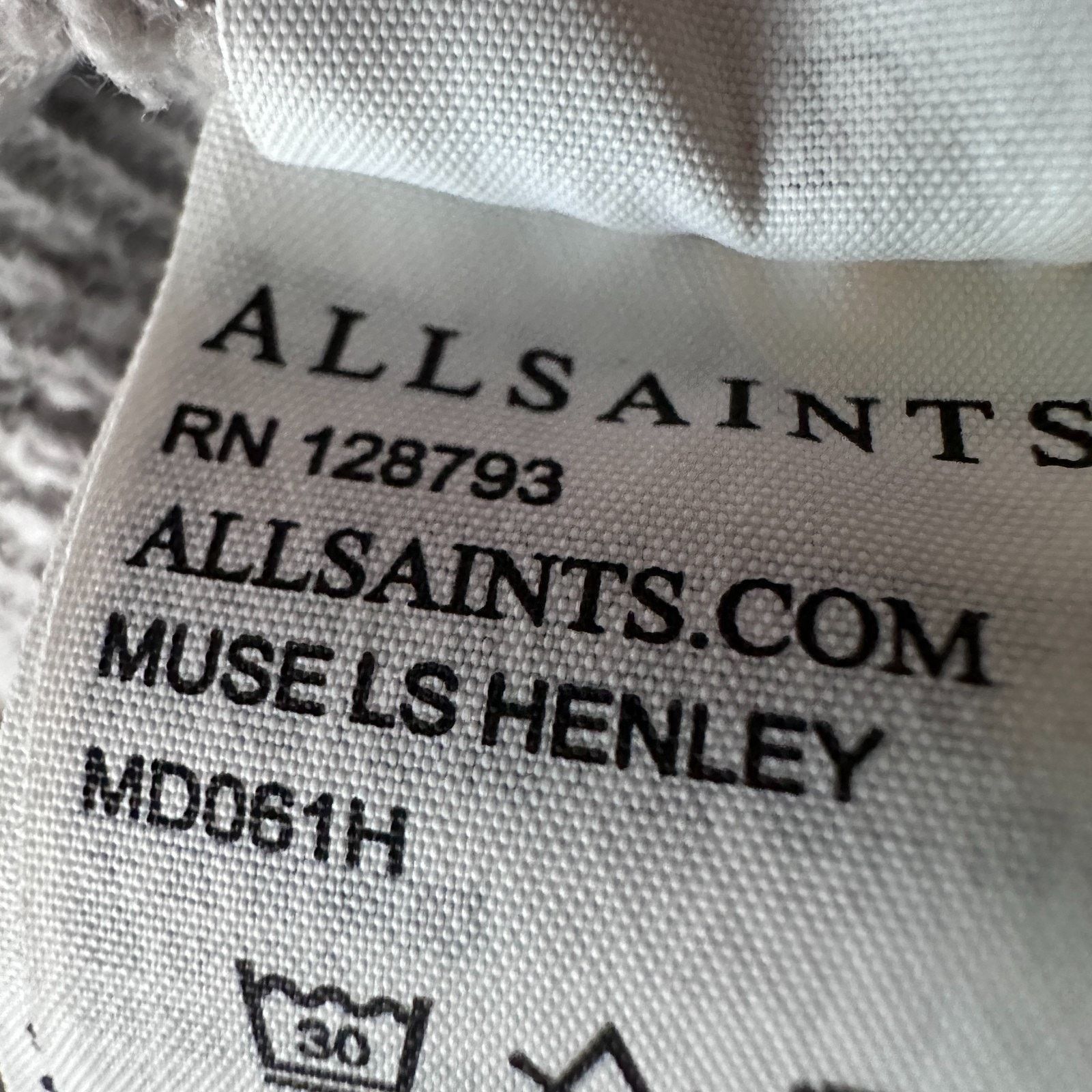 Allsaints AllSaints Muse Thermal Henley Shirt Men’s L Gray Long Sleeve Size US L / EU 52-54 / 3 - 7 Thumbnail