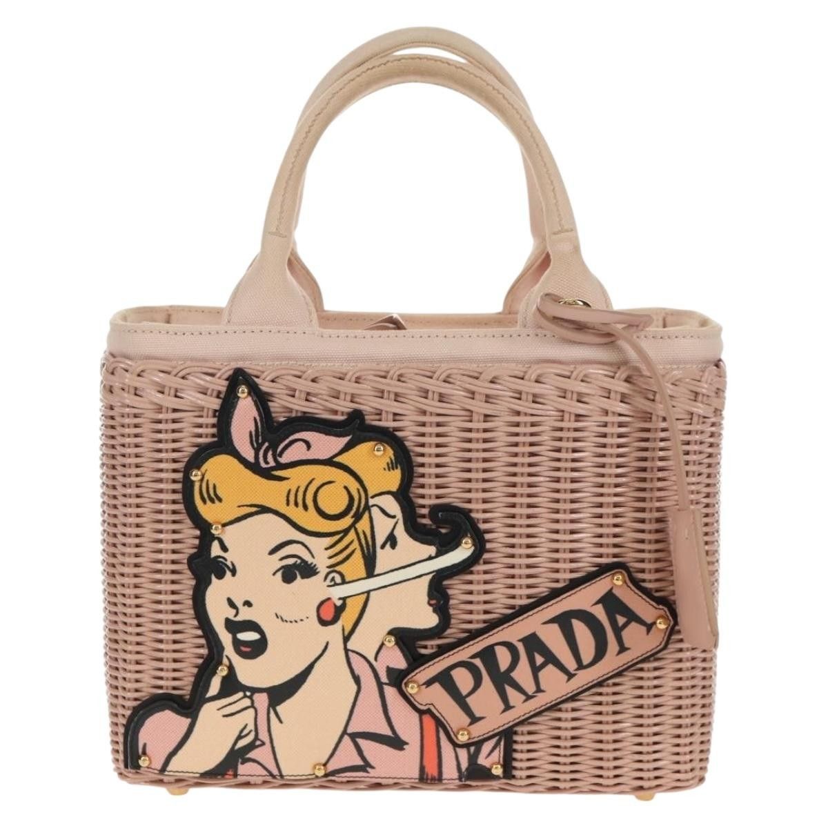 Prada Prada Comic Basket Bag Wicker with Applique Size ONE SIZE - 1 Thumbnail