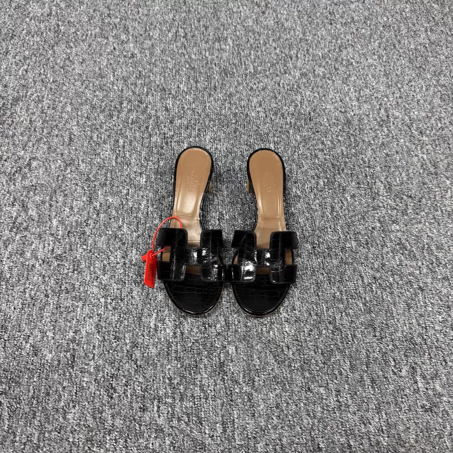 Hermes Hermes Black Crocodile High-Heel H Slide 37 97 New Size US 6.5 / IT 36.5 - 2 Thumbnail
