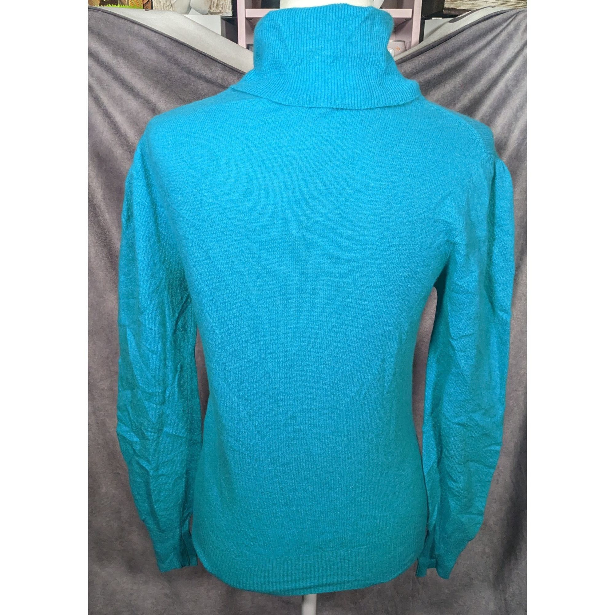 Other Vintage Composition Lambswool Angora Blue Turtleneck Sweater Size S / US 4 / IT 40 - 5 Thumbnail
