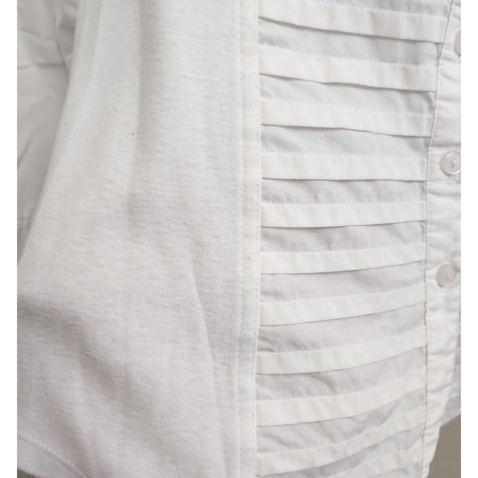 Other NY Collection White Tuxedo Pleated Button Up Top Medium Size M / US 6-8 / IT 42-44 - 4 Thumbnail