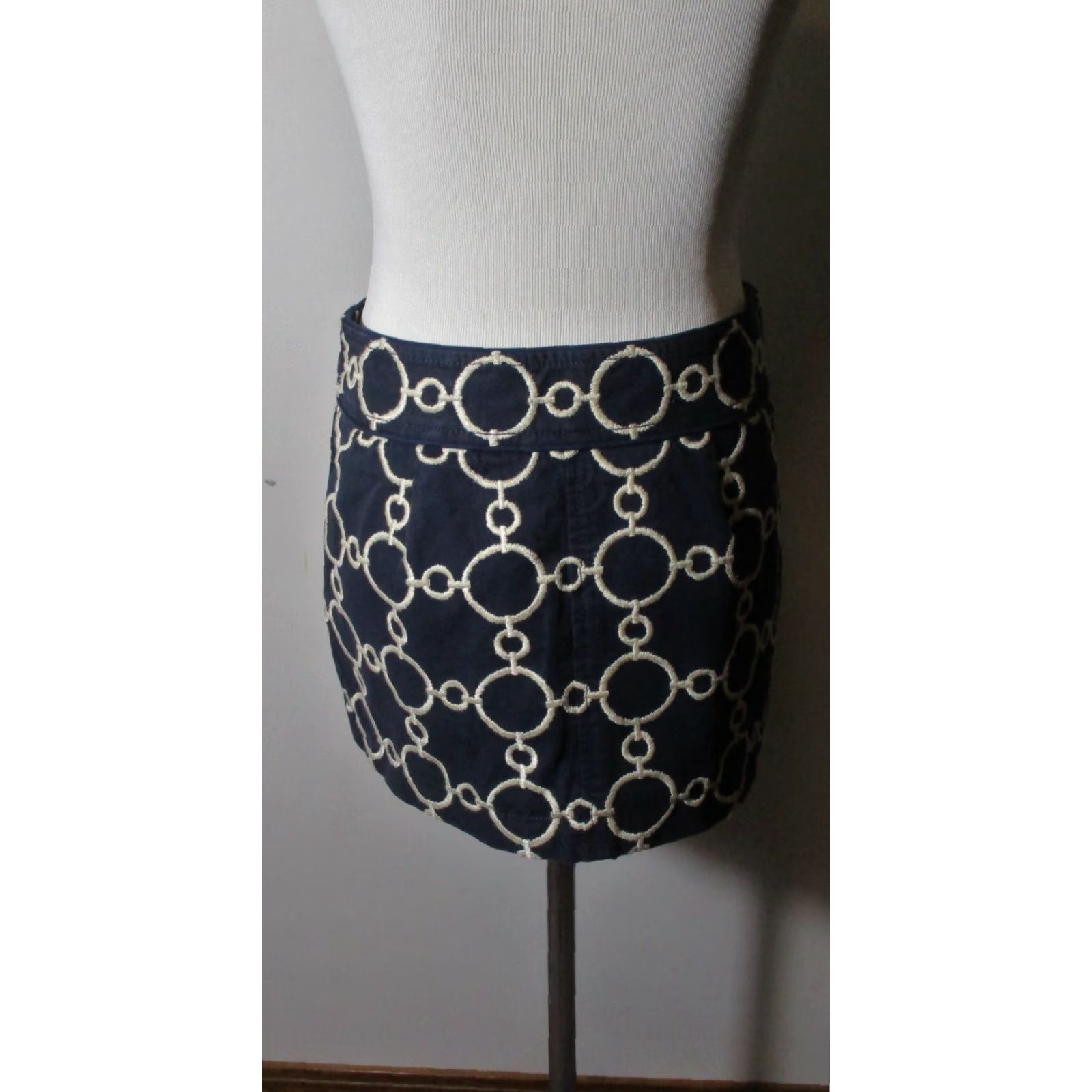 Juicy Couture JUICY COUTURE Blue Button Mini Skirt 0 Women's Cotton Short 12" Long Geometric Pattern Fall Spring Summer Vintage No Size 25" / US 0 / IT 36 - 5 Thumbnail