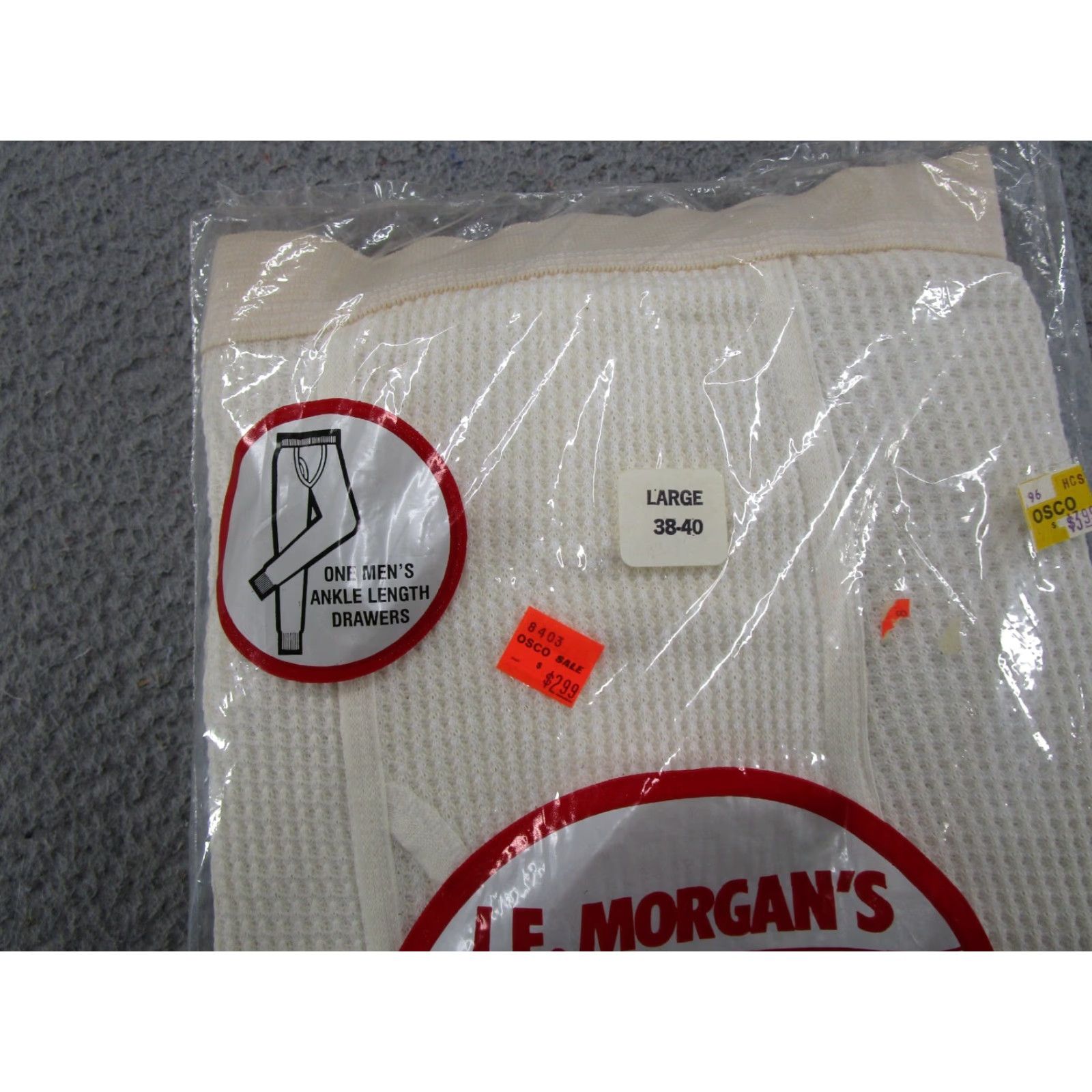 Vintage NOS 80’s J.E. Morgan Long Johns Thermal Waffle Knit Pants Size L NEW SEALED Size US 33 - 3 Thumbnail