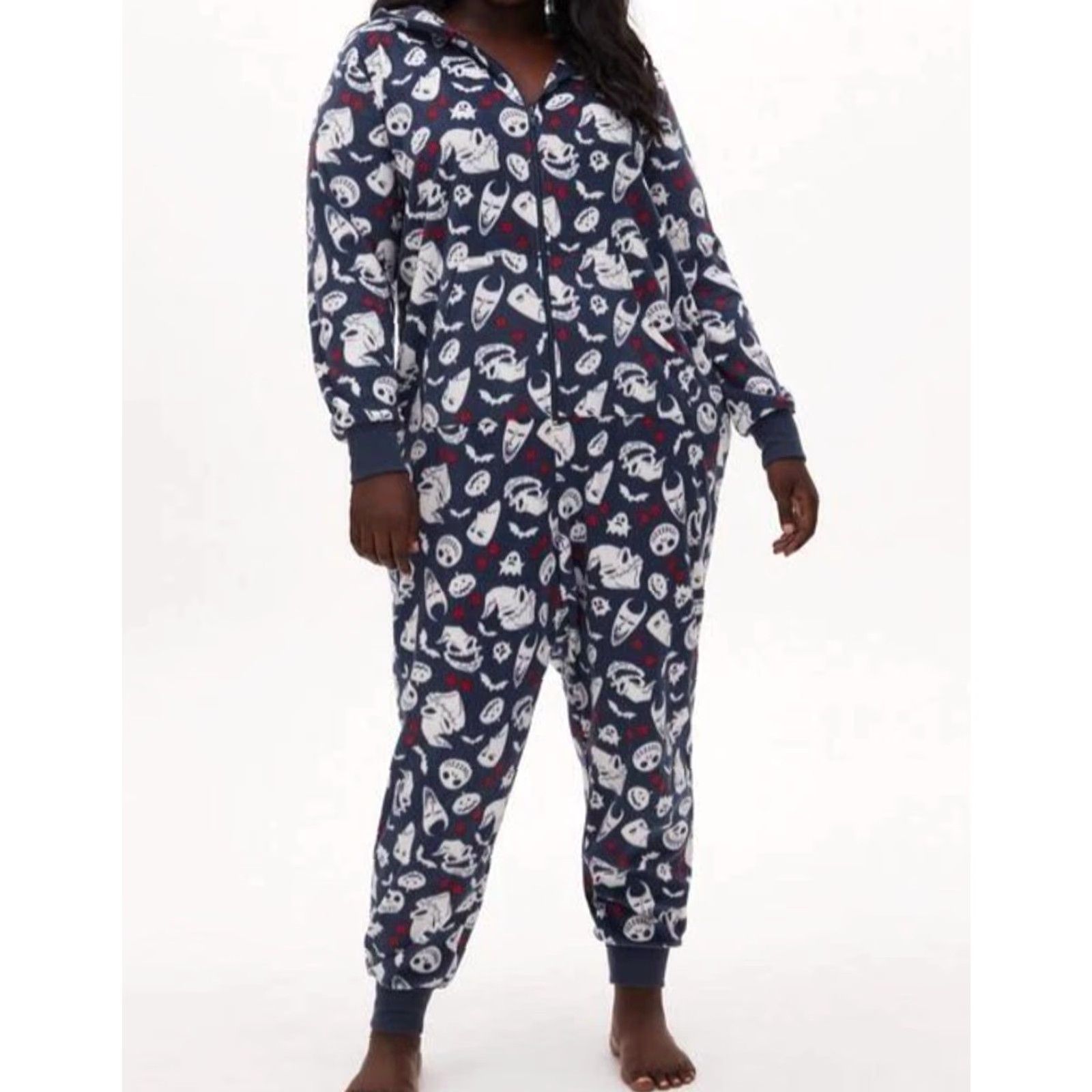 Disney VINTAGE Disney's Nightmare Before Christmas Pajama Lounge PJ's Womens Plus 5X-6X Costume One Piece Fleece Pockets Multi Size ONE SIZE - 2 Thumbnail