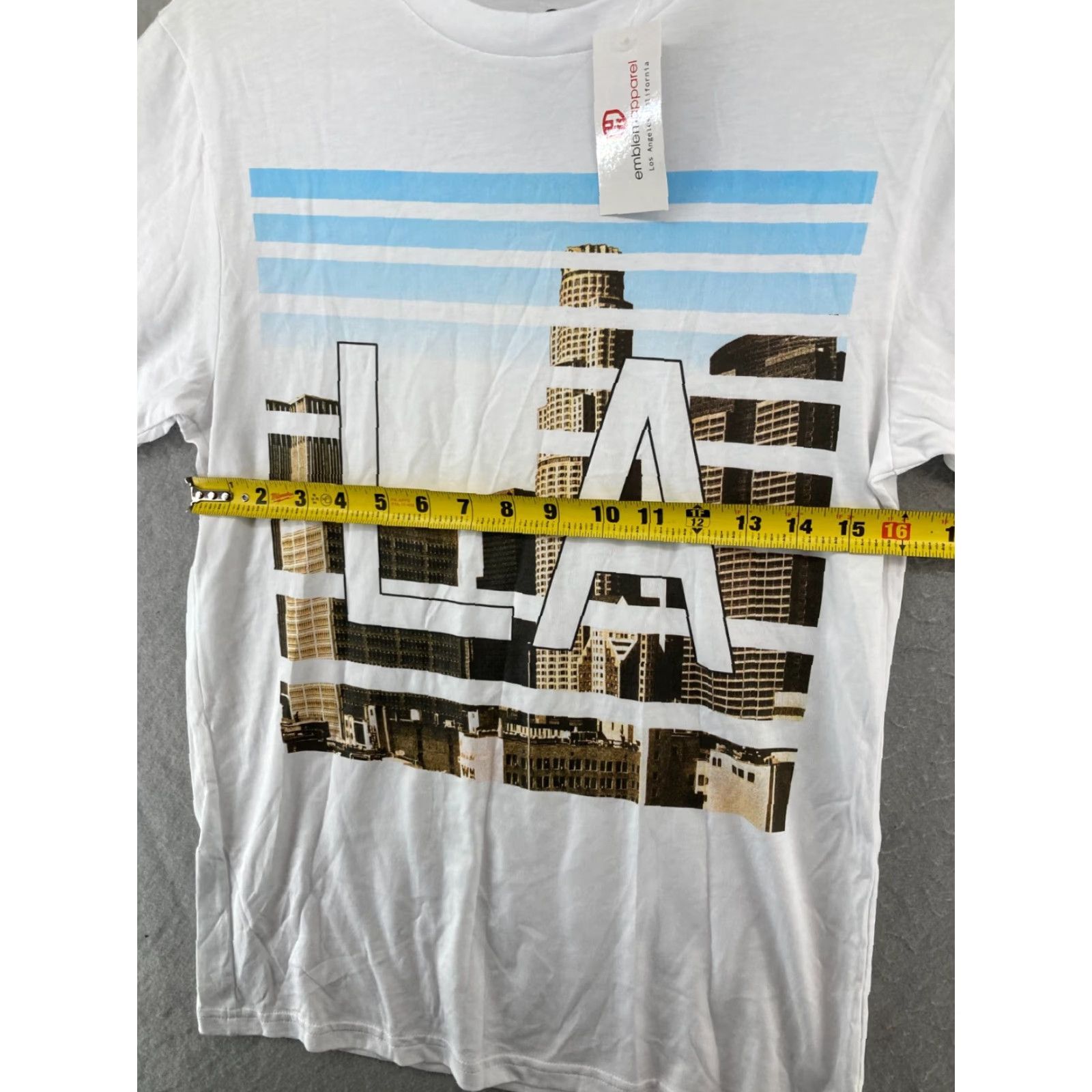 Vintage Emblem Apparel Men's Shirt Small White Los Angeles Skyline Short Sleeve Classic T-Shirt Size US S / EU 44-46 / 1 - 2 Thumbnail