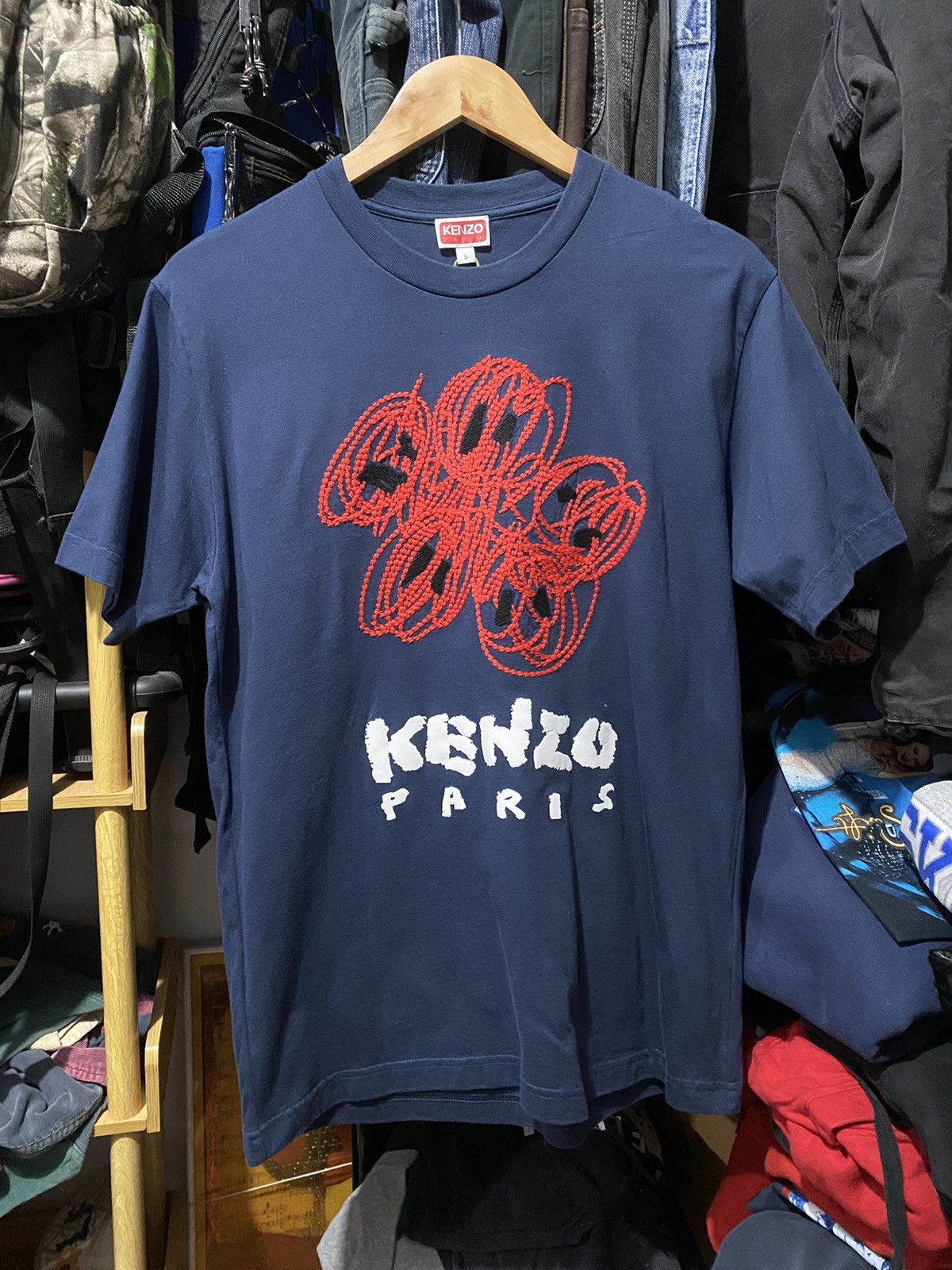 Kenzo KENZO Drawn Varsity Boke Flower T-Shirt Size US S / EU 44-46 / 1 - 1 Thumbnail