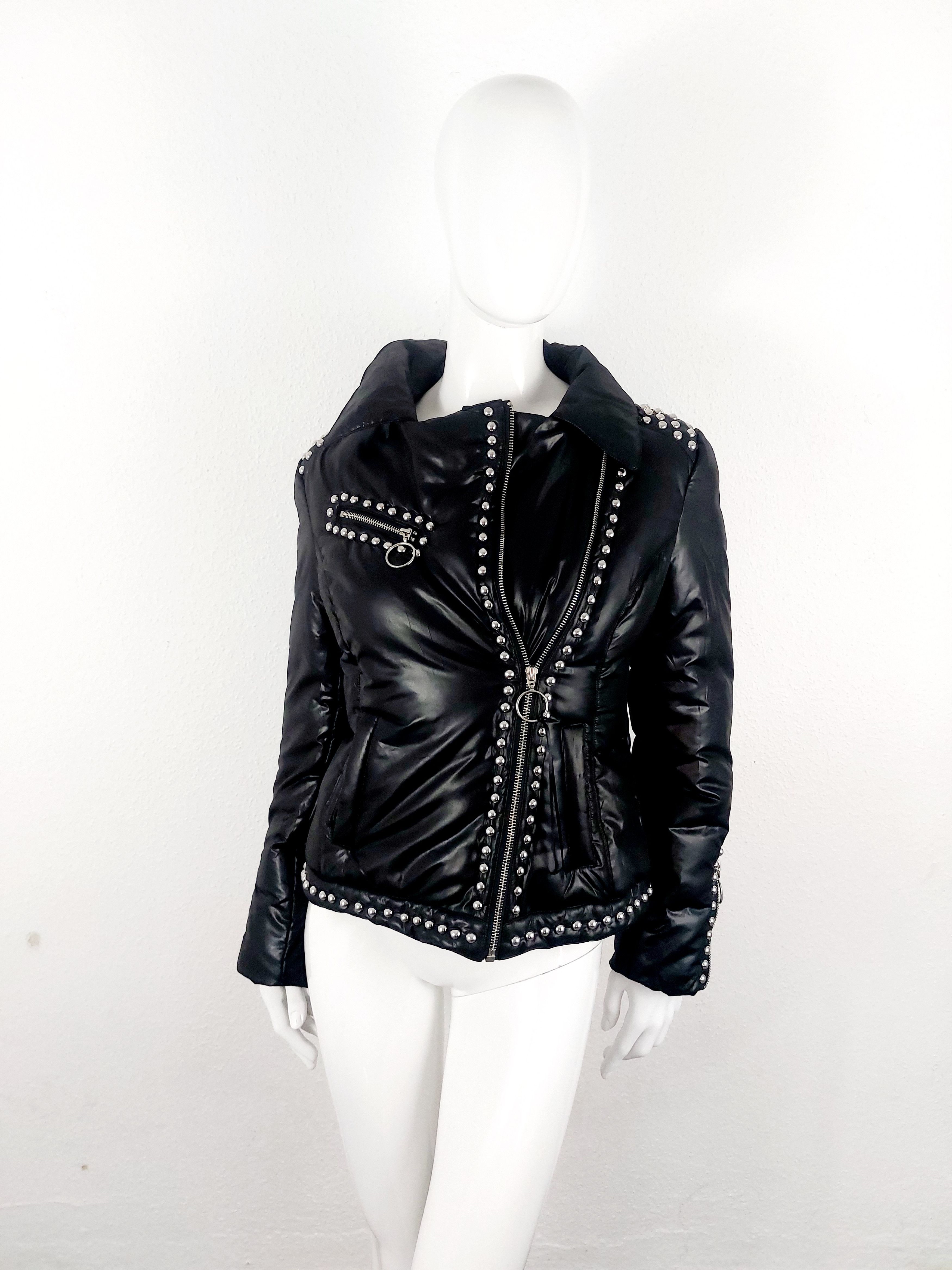 Moschino Moschino Rivet Studded Down Moto Jacket Coat Size M / US 6-8 / IT 42-44 - 7 Thumbnail