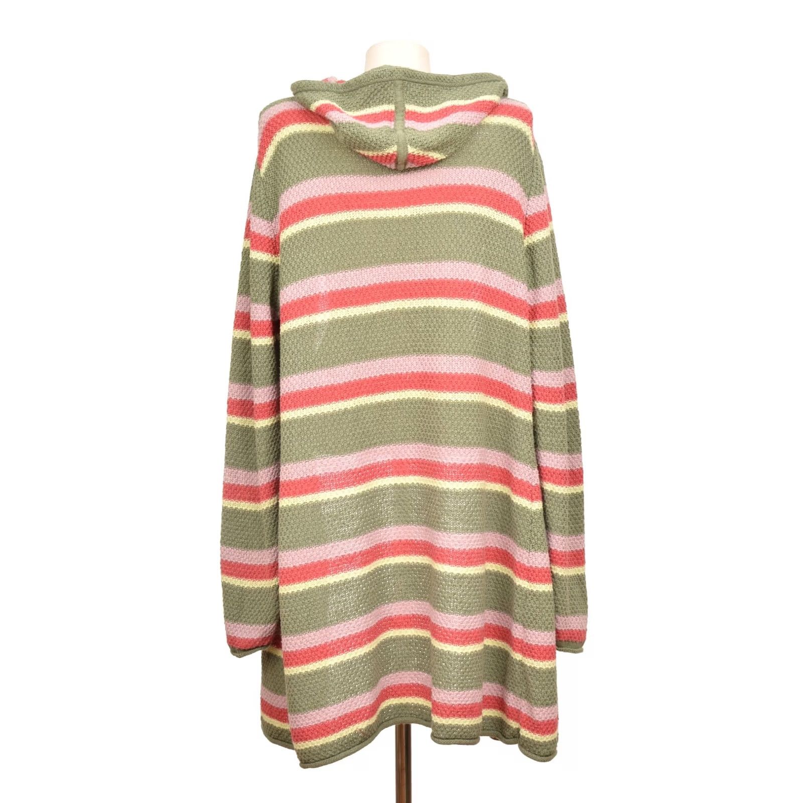 Vintage Sorgenfri Sylt Striped Hooded Cardigan XL Womens Knit Open Cotton Linen Blend Size XL / US 12-14 / IT 48-50 - 3 Thumbnail