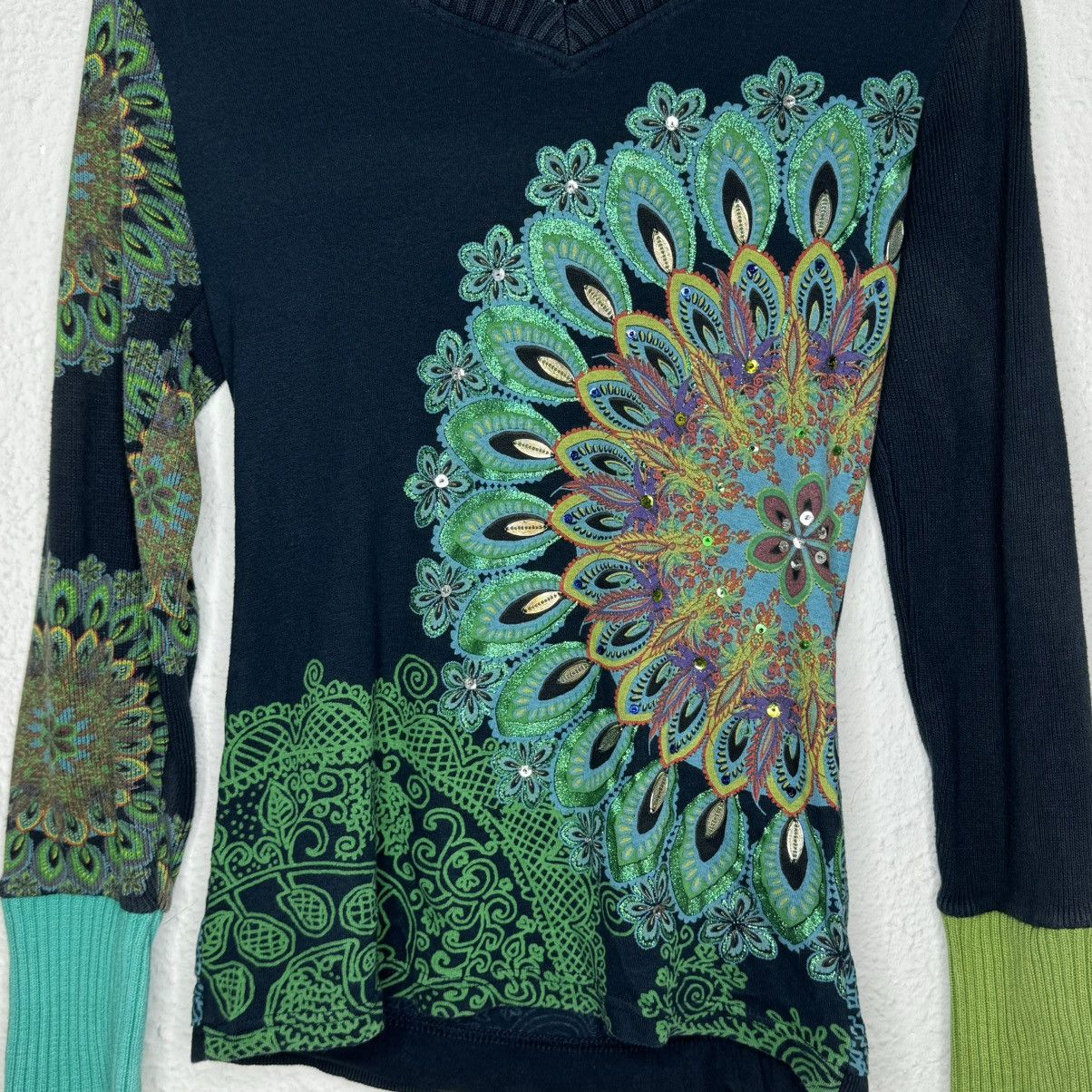 Desigual Desigual Vintage Avant Garde Sweater Embroidered Size M / US 6-8 / IT 42-44 - 2 Thumbnail
