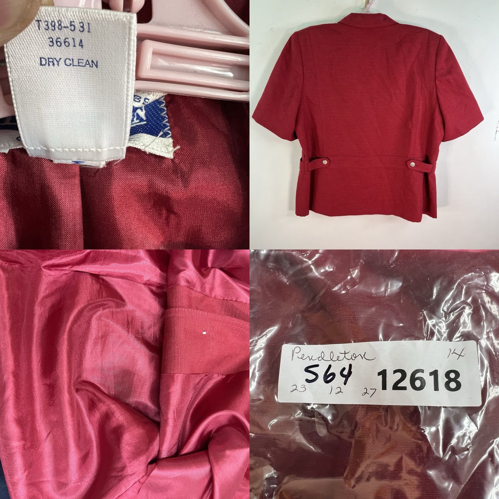 Pendleton VINTAGE Pendleton Button-Up Shirt Women's Size 14 Red Short Sleeve Lined Linen Rayon Blend Size 36" / US 14 / IT 50 - 8 Thumbnail