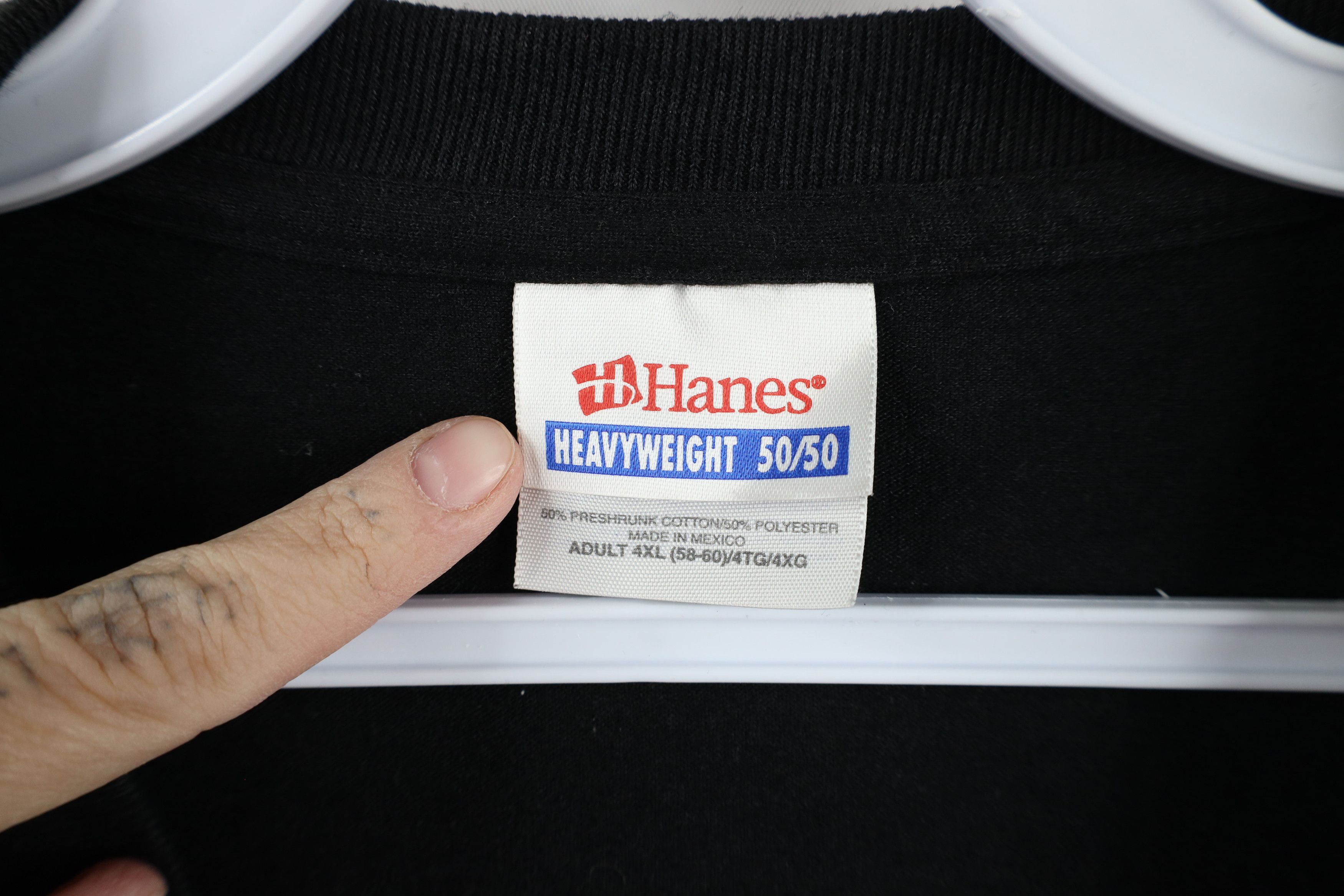 Hanes × Vintage Vintage 90s Hanes Heavyweight Short Sleeve T-Shirt Black Size US XXL / EU 58 / 5 - 4 Thumbnail