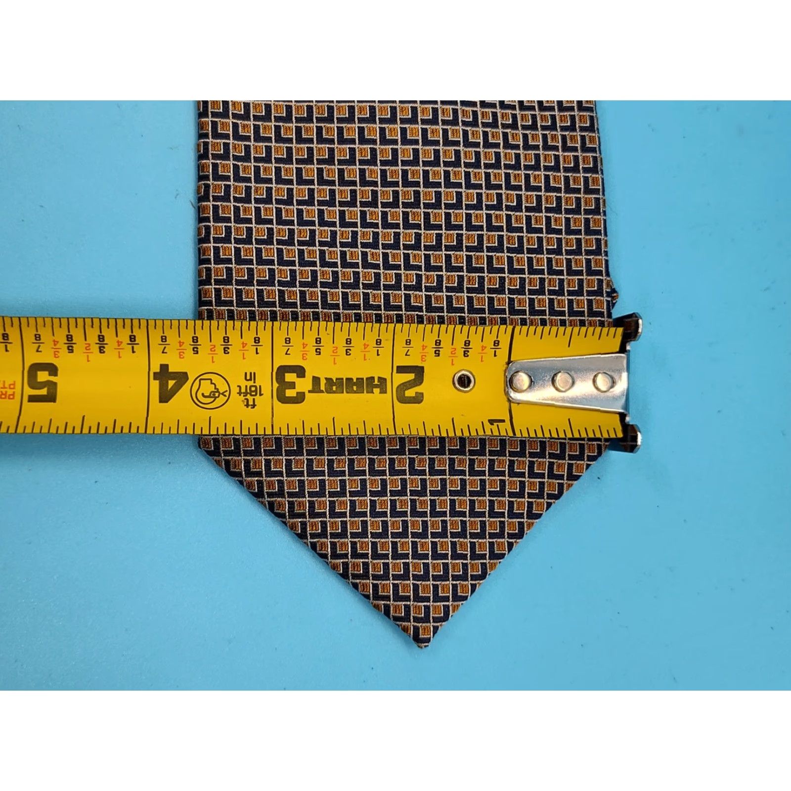 Ralph Lauren VINTAGE Lauren Ralph Lauren Green Label Tie Men 3 3/4" Width 59" Length Yellow Blue Geometric Silk Adjustabledunno Size ONE SIZE - 8 Thumbnail