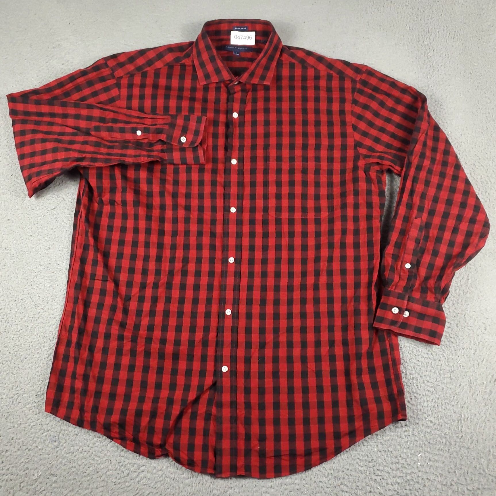 Tommy Hilfiger TOMMY HILFIGER Check Button-Up Shirt Mens XL Red Casual Long Sleeve Modern Preppy Size US XL / EU 56 / 4 - 2 Thumbnail