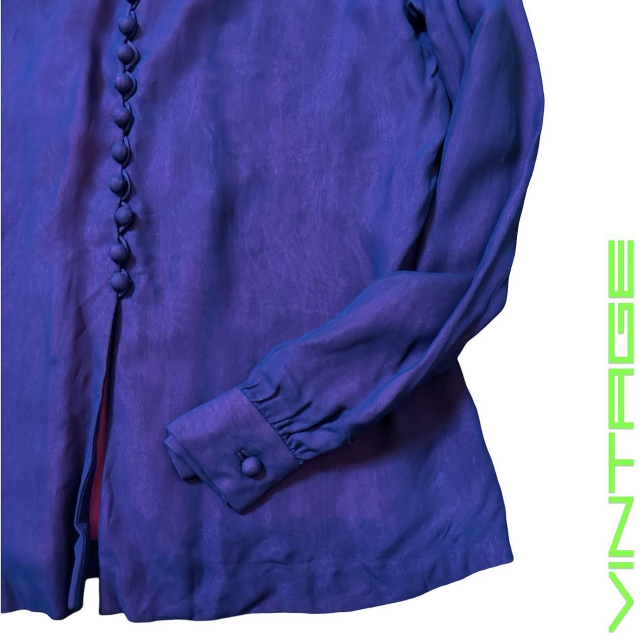 Vintage Vintage 70s Purple Organza button-up blouse - Small Size S / US 4 / IT 40 - 3 Thumbnail