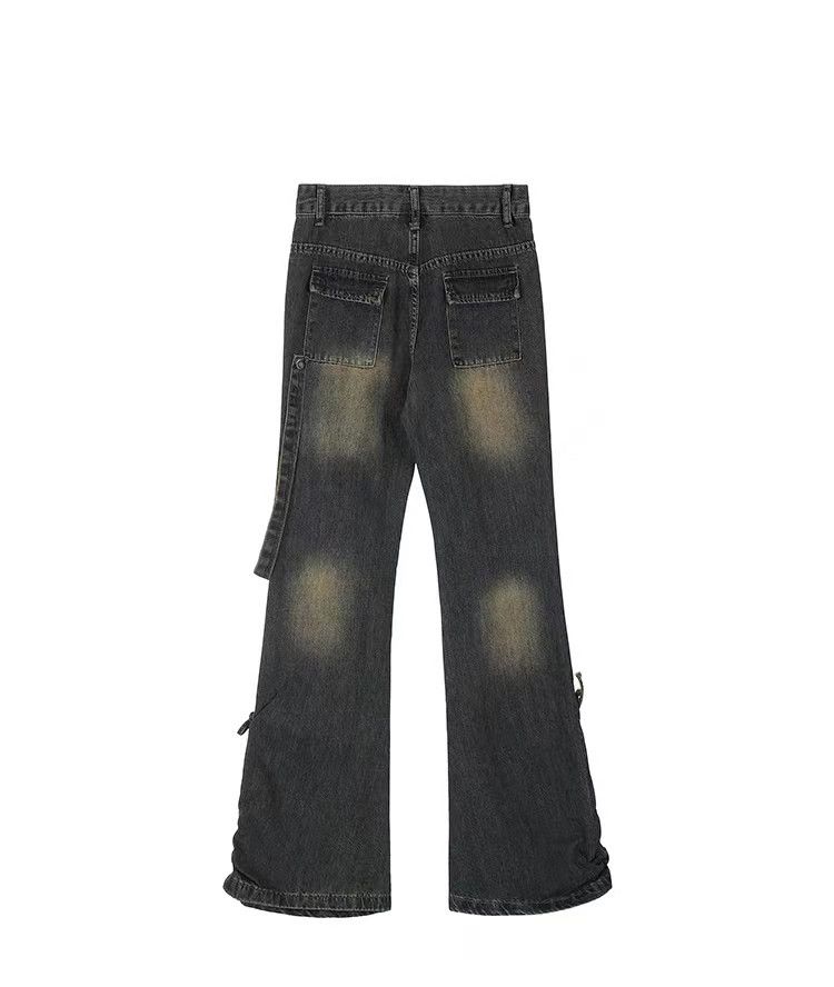 Japanese Brand × Jean Vintage washed distressed micro-flare pleated denim trousers Size US 34 / EU 50 - 6 Thumbnail