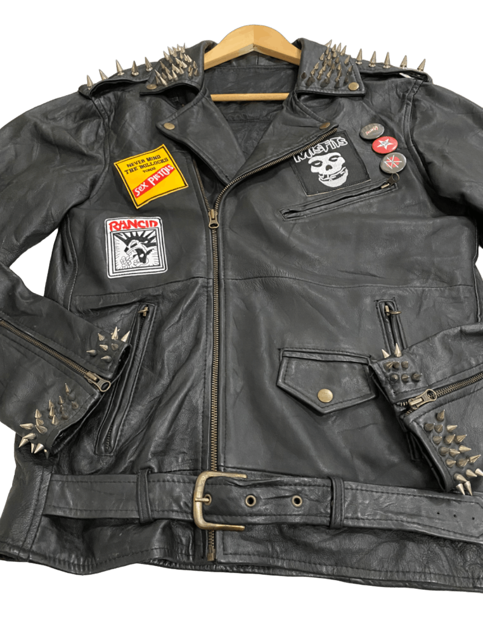 Schott Street Punks Leather Studded Spike Double Collar Jacket Size US M / EU 48-50 / 2 - 6 Thumbnail