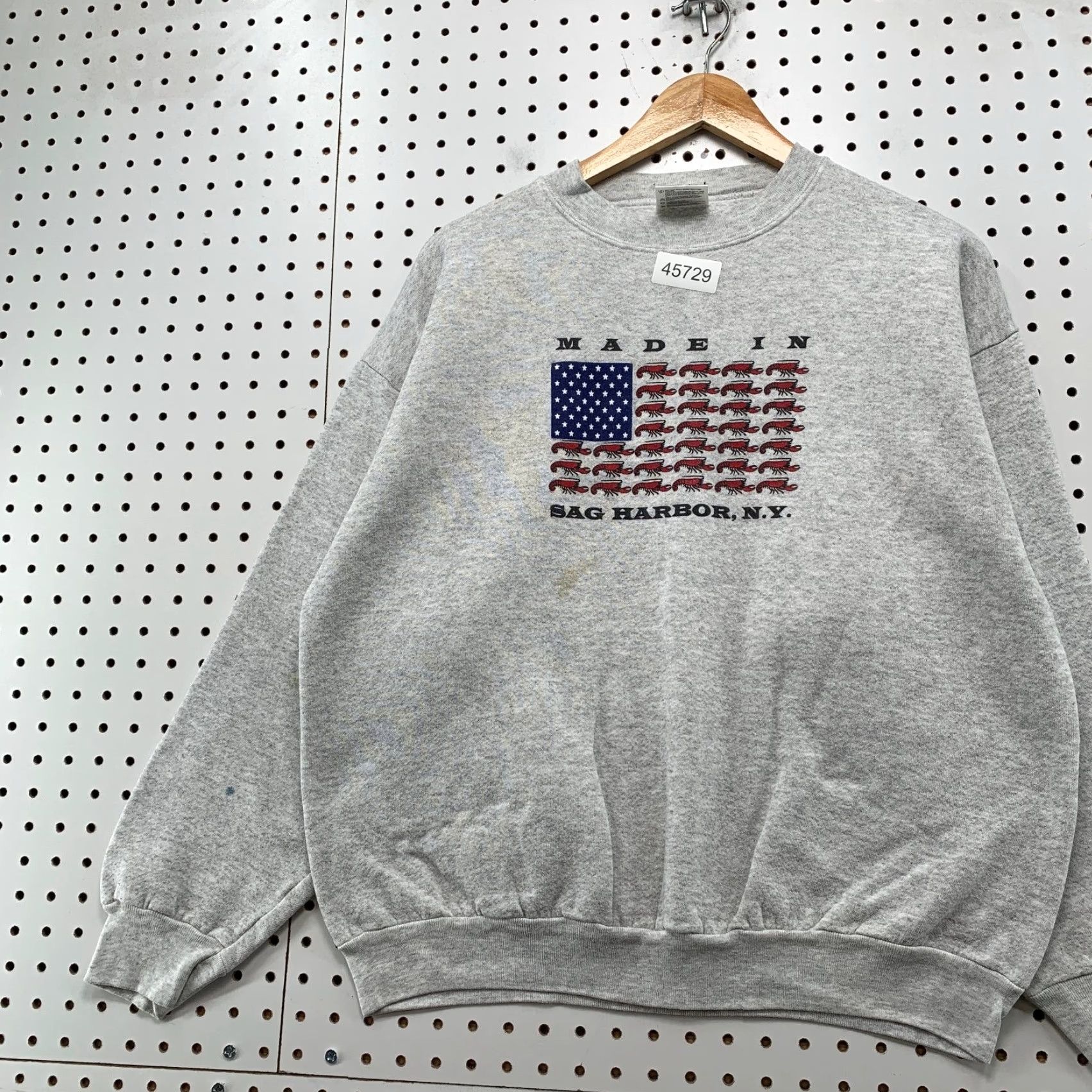 Tultex VINTAGE Sag Harbor NY Lobster Sweatshirt Mens Large Gray USA Flag Fleece Tultex Size US L / EU 52-54 / 3 - 2 Thumbnail