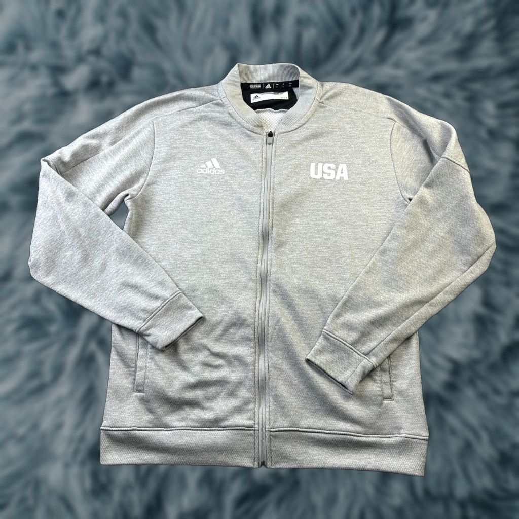 Adidas Adidas Jacket Mens Large Gray USA Olympic Team Bomber Full Zip Size US L / EU 52-54 / 3 - 1 Thumbnail