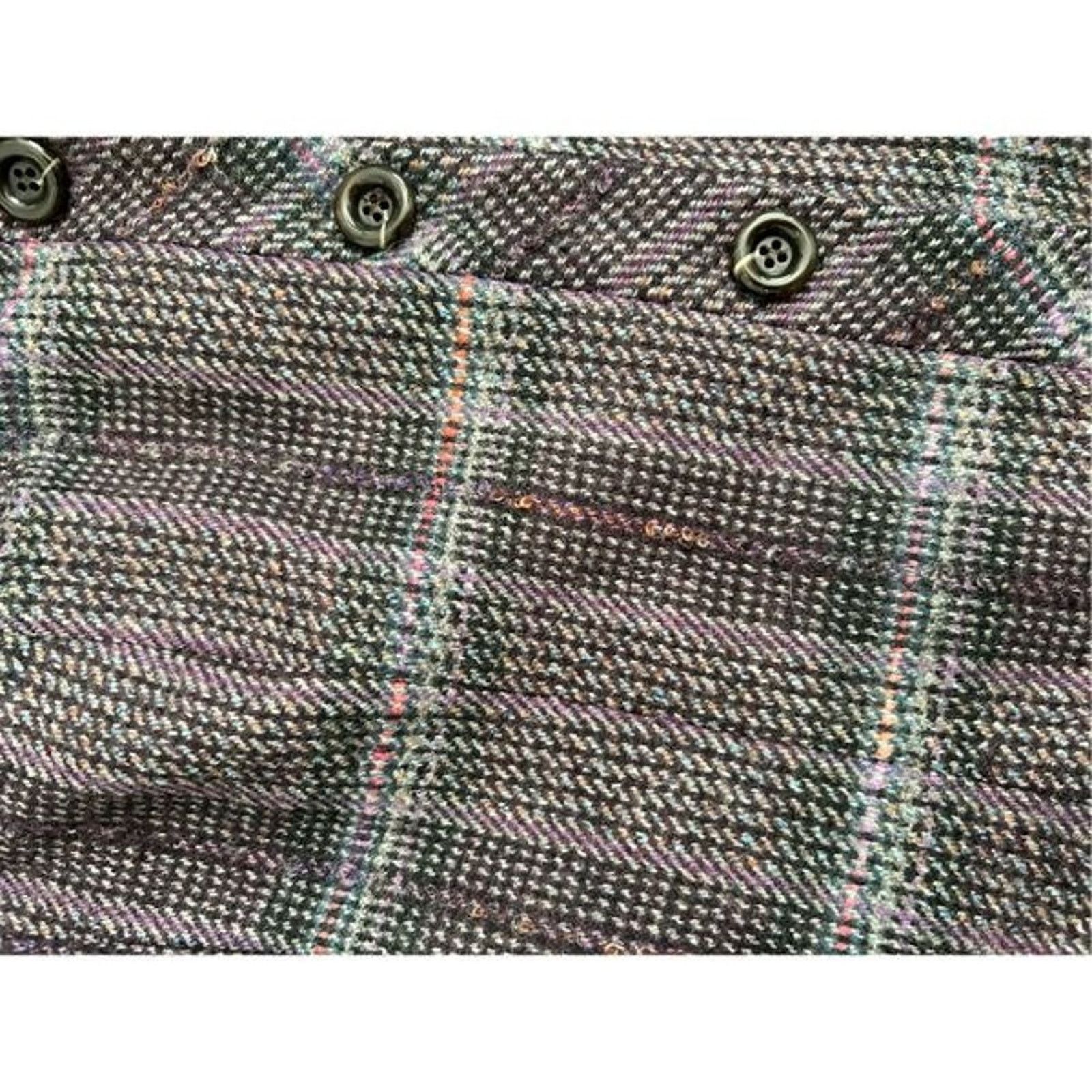 Worthington WORTH Wool/Silk Purple White Red Plaid Button Coat, Size 16 Size XXL / US 16-18 / IT 52-54 - 4 Thumbnail