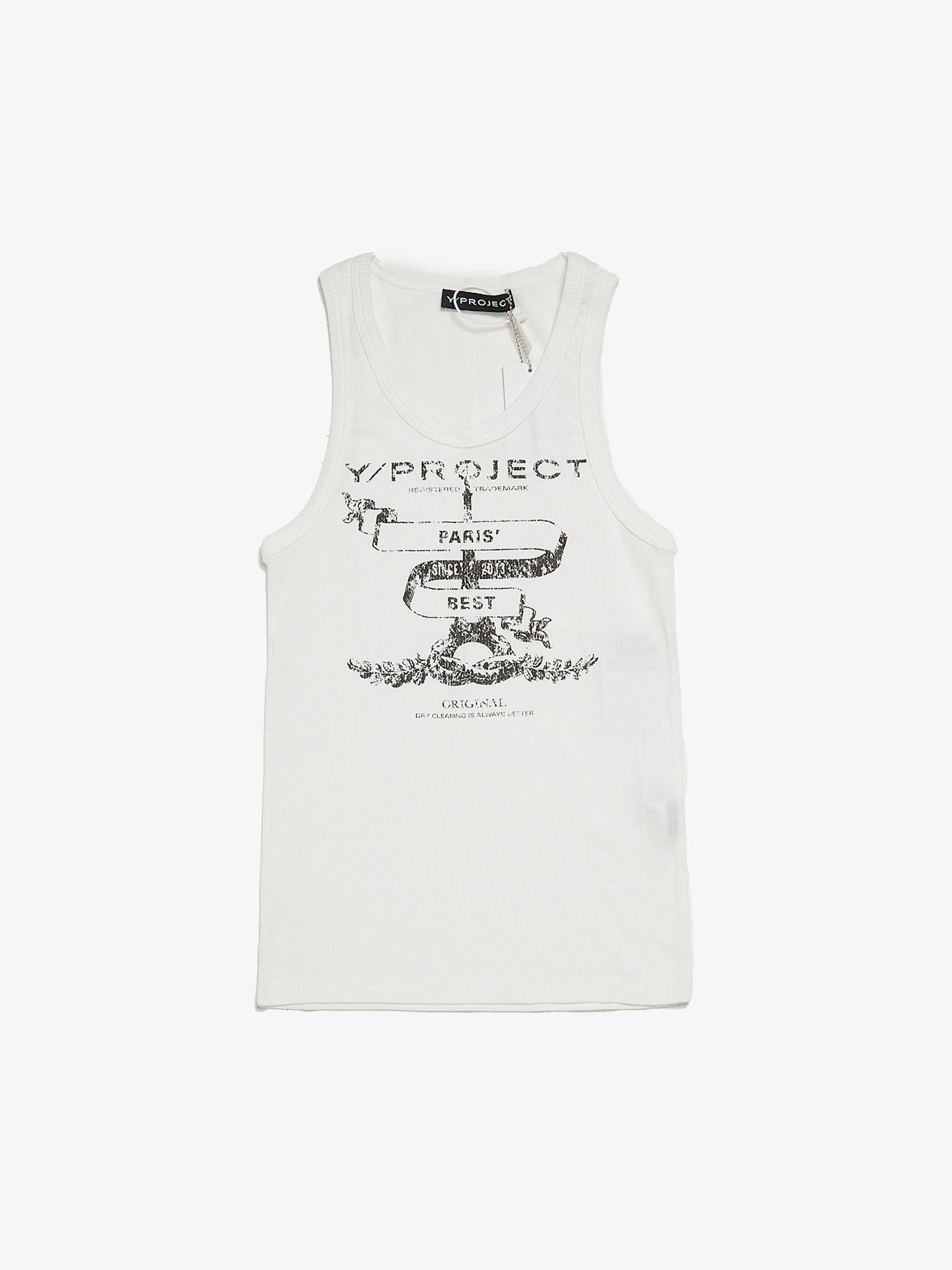 White Logo Printed Cotton Tank Top