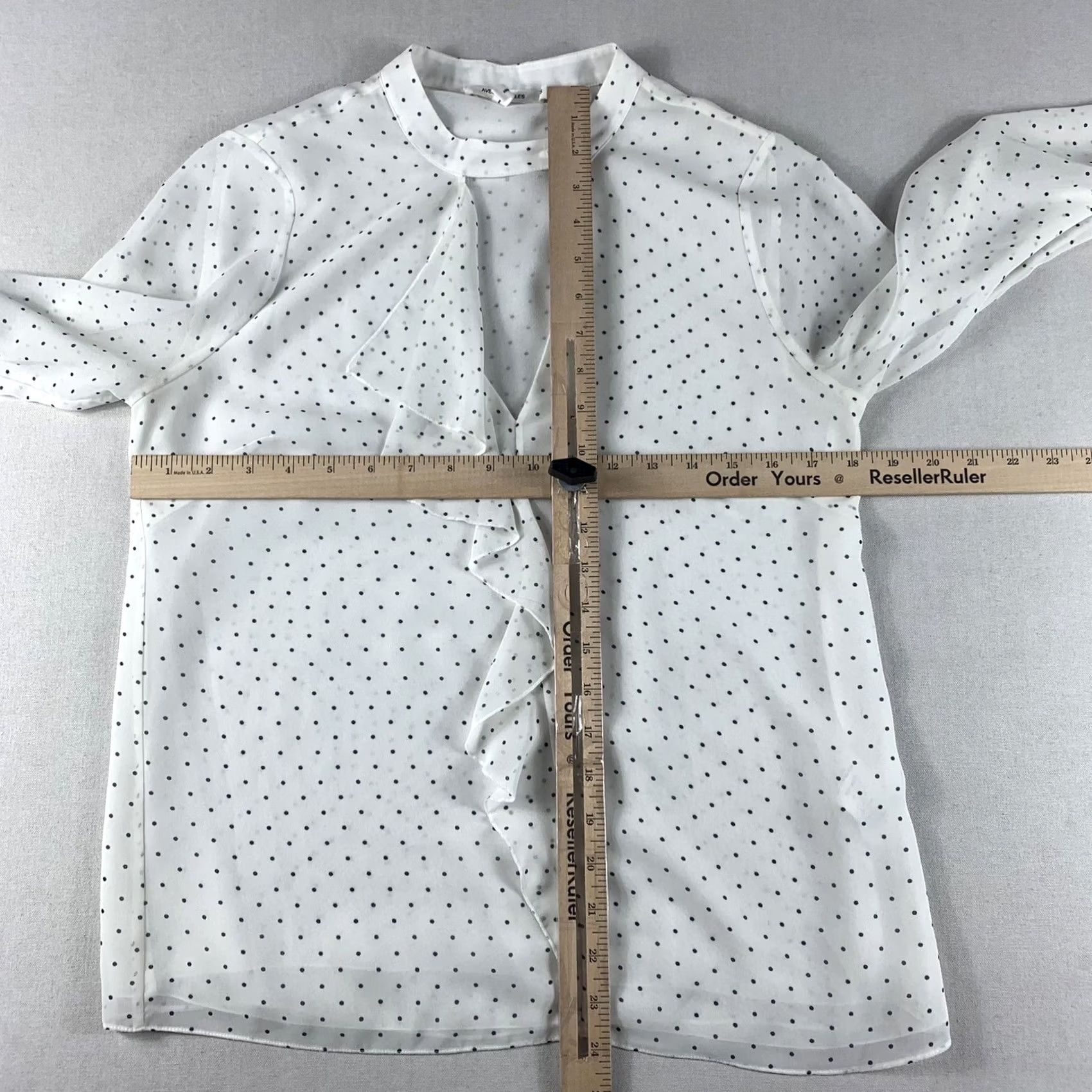 AVEC LES FILLES AVEC LES FILLES Blouse WOMENS XS WHITE BLACK POLKA DOT V-NECK LONG SLEEVE Size XS / US 0-2 / IT 36-38 - 4 Thumbnail