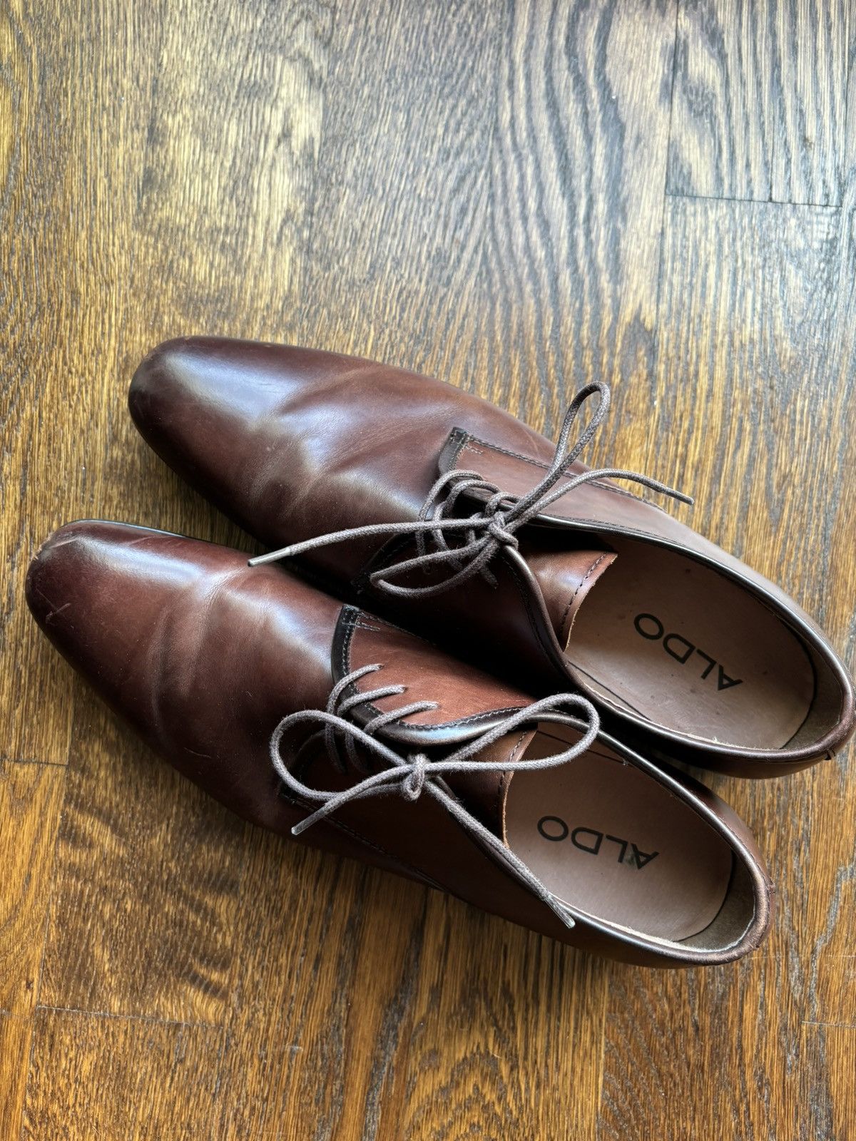 Aldo ALDO DARK BROWN LEATHER OXFORD SHOES Size US 12 / EU 45 - 5 Thumbnail