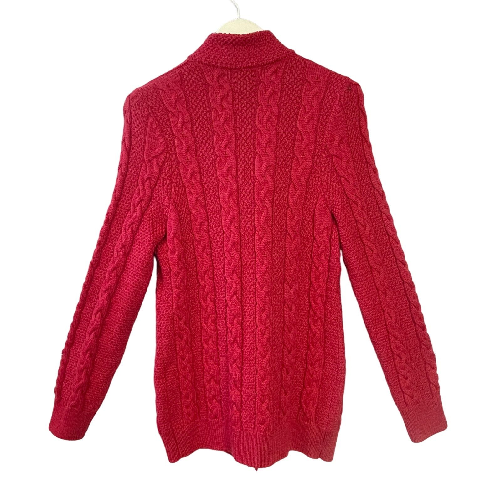 Other Leggiadro Raspberry Cable Knit Toggle Cardigan Size L Size L / US 10 / IT 46 - 3 Thumbnail