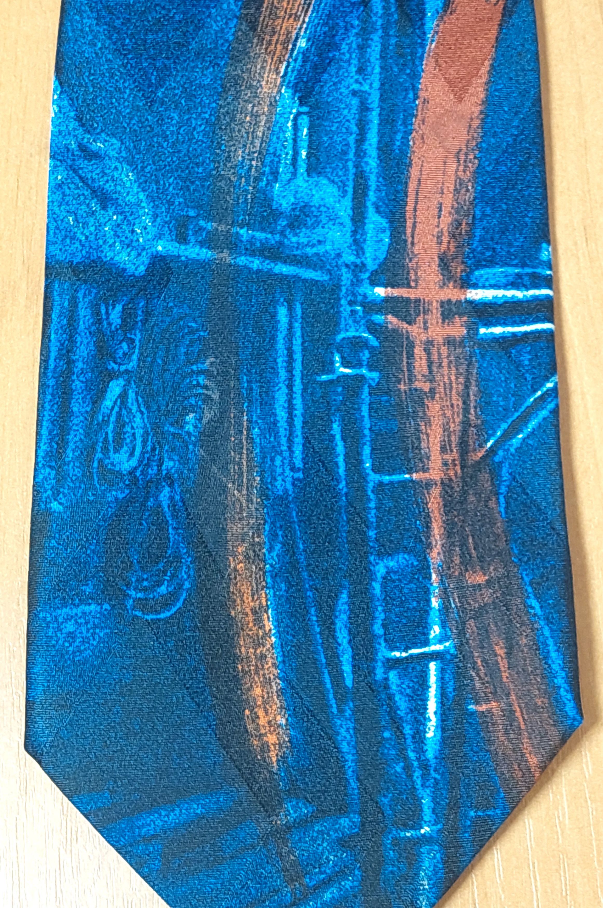 Claude Montana Claude Montana Paris Silk BlueTie Abstract Industrial 90s Size ONE SIZE - 17 Thumbnail