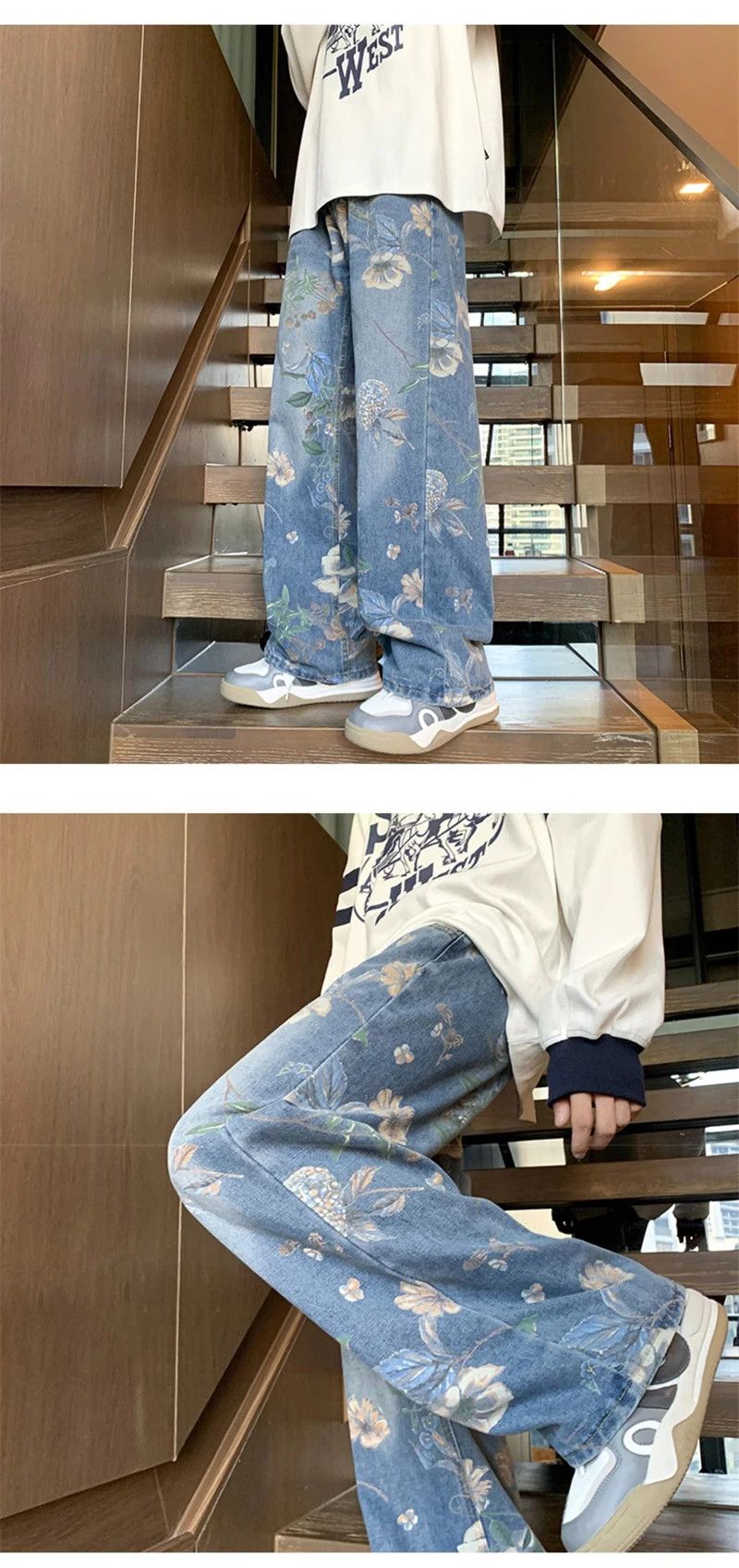 Other Autumn Floral Printed Jeans For Men Size US 29 - 4 Thumbnail