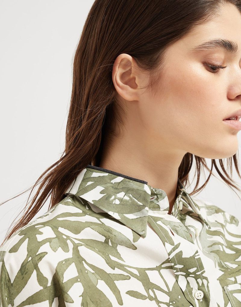 Brunello Cucinelli o1la1rc1a0326 Herbarium Print Poplin Belted Shirt Dress Size L / US 10 / IT 46 - 3 Thumbnail