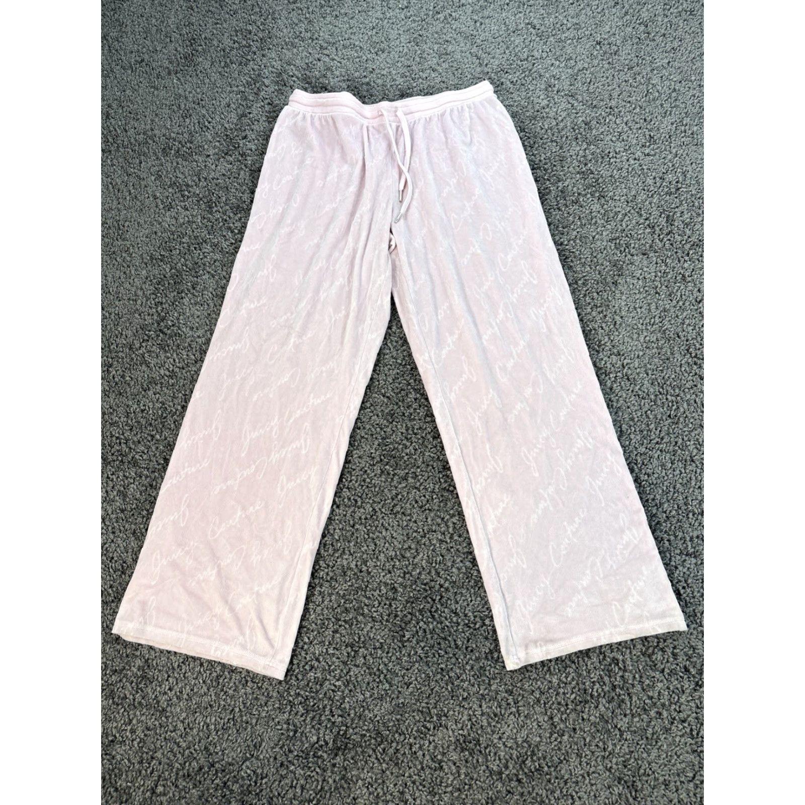 Juicy Couture VINTAGE Juicy Couture Pants Sweatpants Wide-Leg Pink 90s Y2K Logos Velour Drawstring XL Womens Size 40" / US 18 - 6 Thumbnail