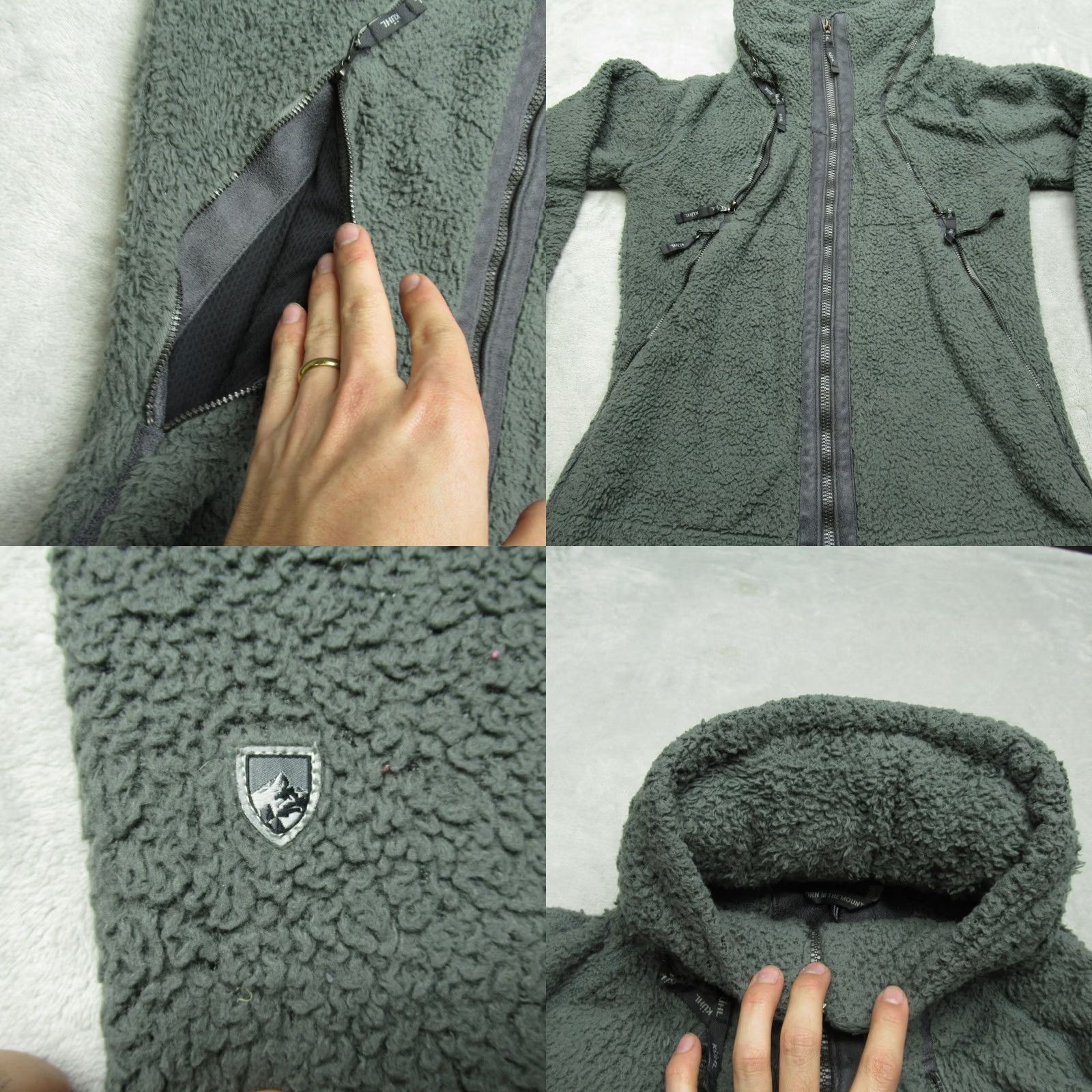 Vintage Kuhl Jacket Womens Medium Green Hooded Sherpa Fleece Full Zip Outdoor Pockets Size M / US 6-8 / IT 42-44 - 8 Thumbnail