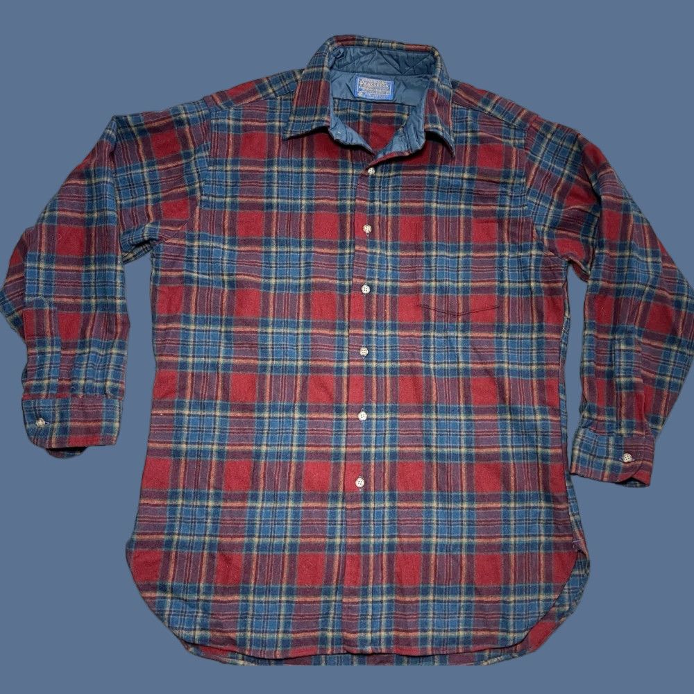 Pendleton VINTAGE Pendleton Shirt Mens Large Blue Red Wool Plaid Button Up Flannel Size US L / EU 52-54 / 3 - 1 Thumbnail