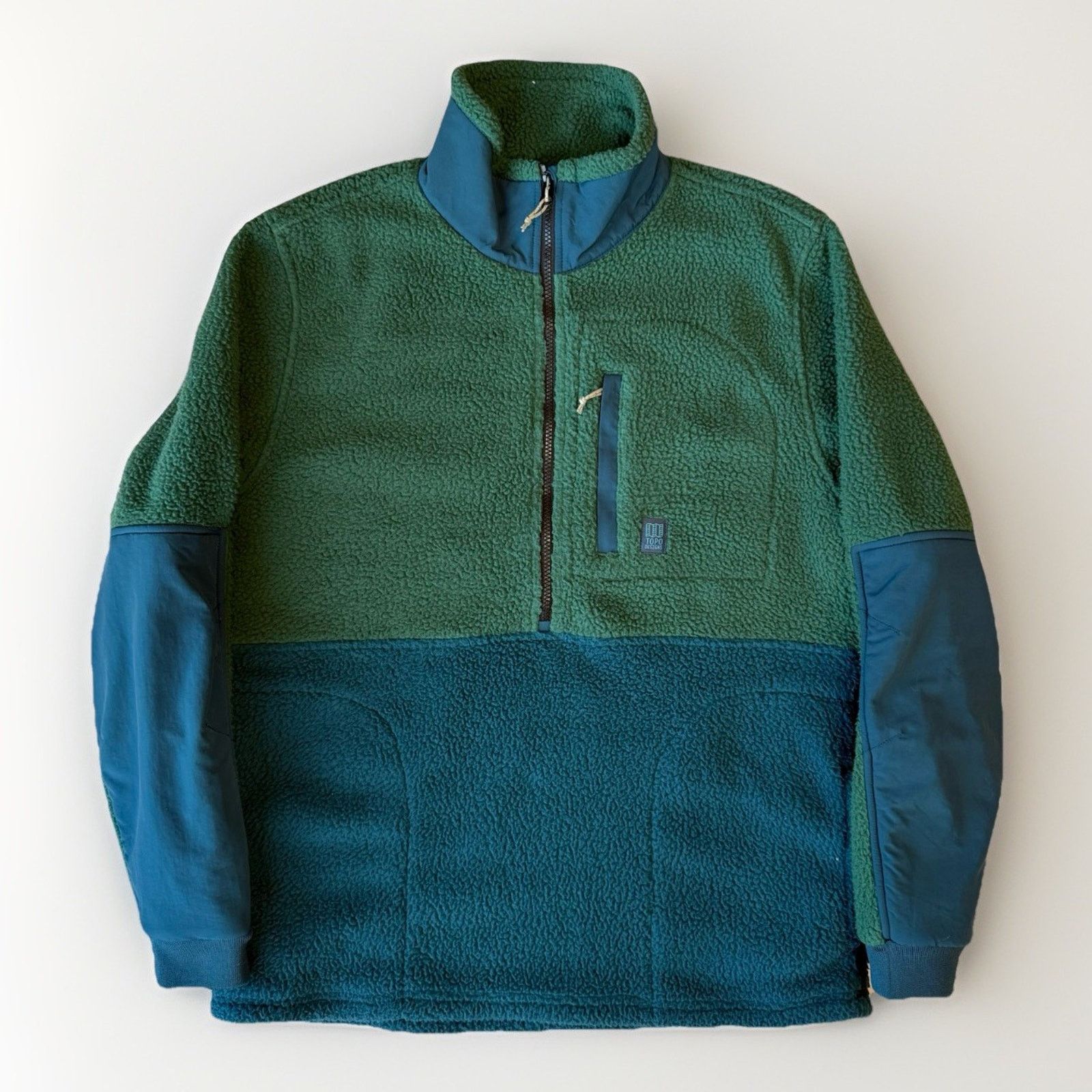 Topo Designs Topo Designs Mountain Fleece Pullover Large Green 1/2 Zip Size US L / EU 52-54 / 3 - 1 Thumbnail