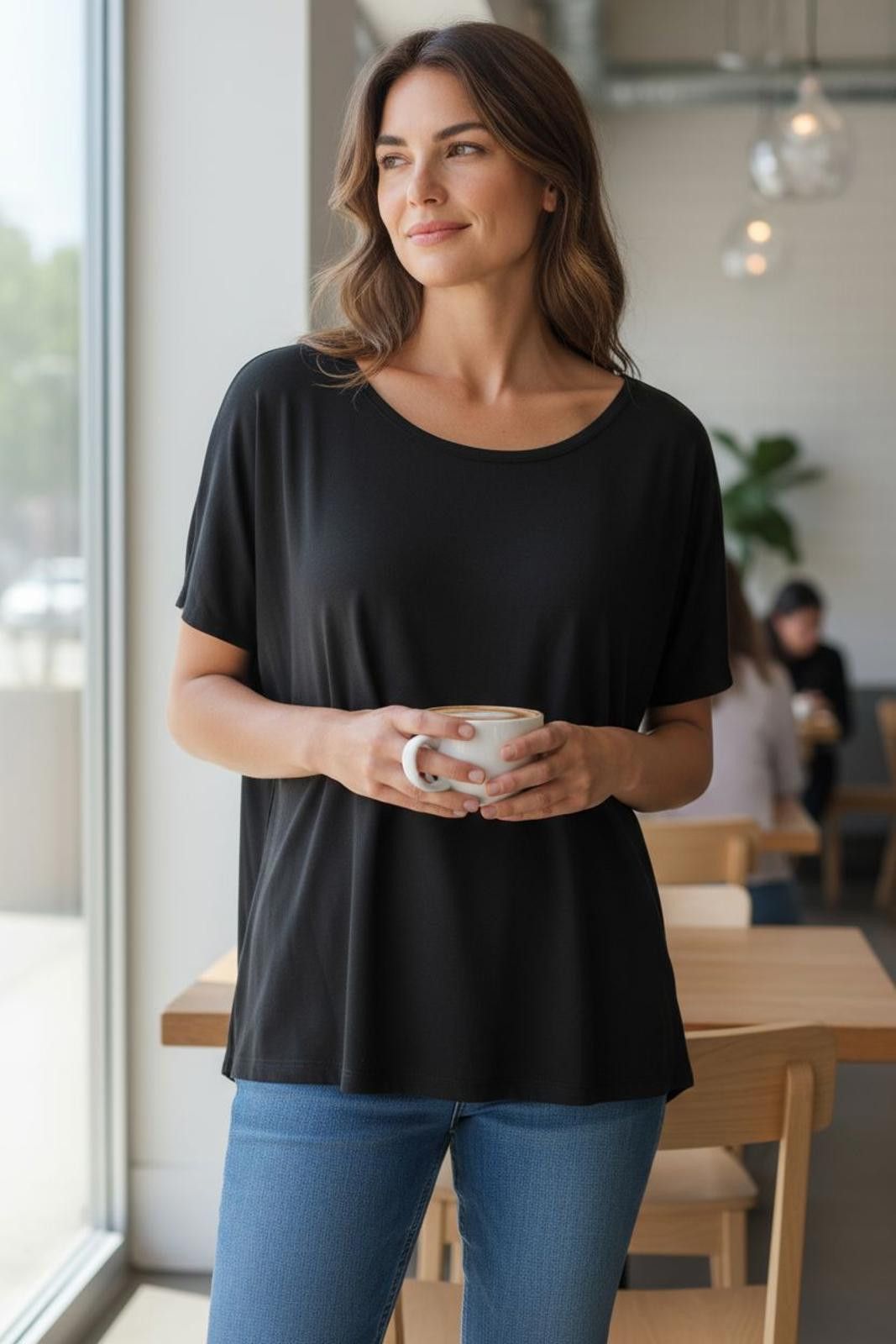 Express Express Basic Black Short Sleeve T-Shirt for Women Size S / US 4 / IT 40 - 1 Thumbnail