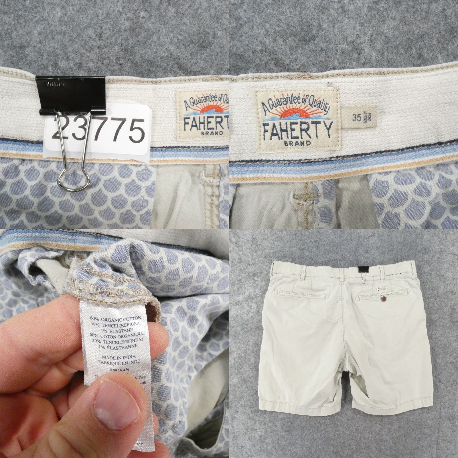 Faherty Faherty Shorts Mens 35 Chino Flat Front Beige Casual Preppy Size US 35 - 8 Thumbnail