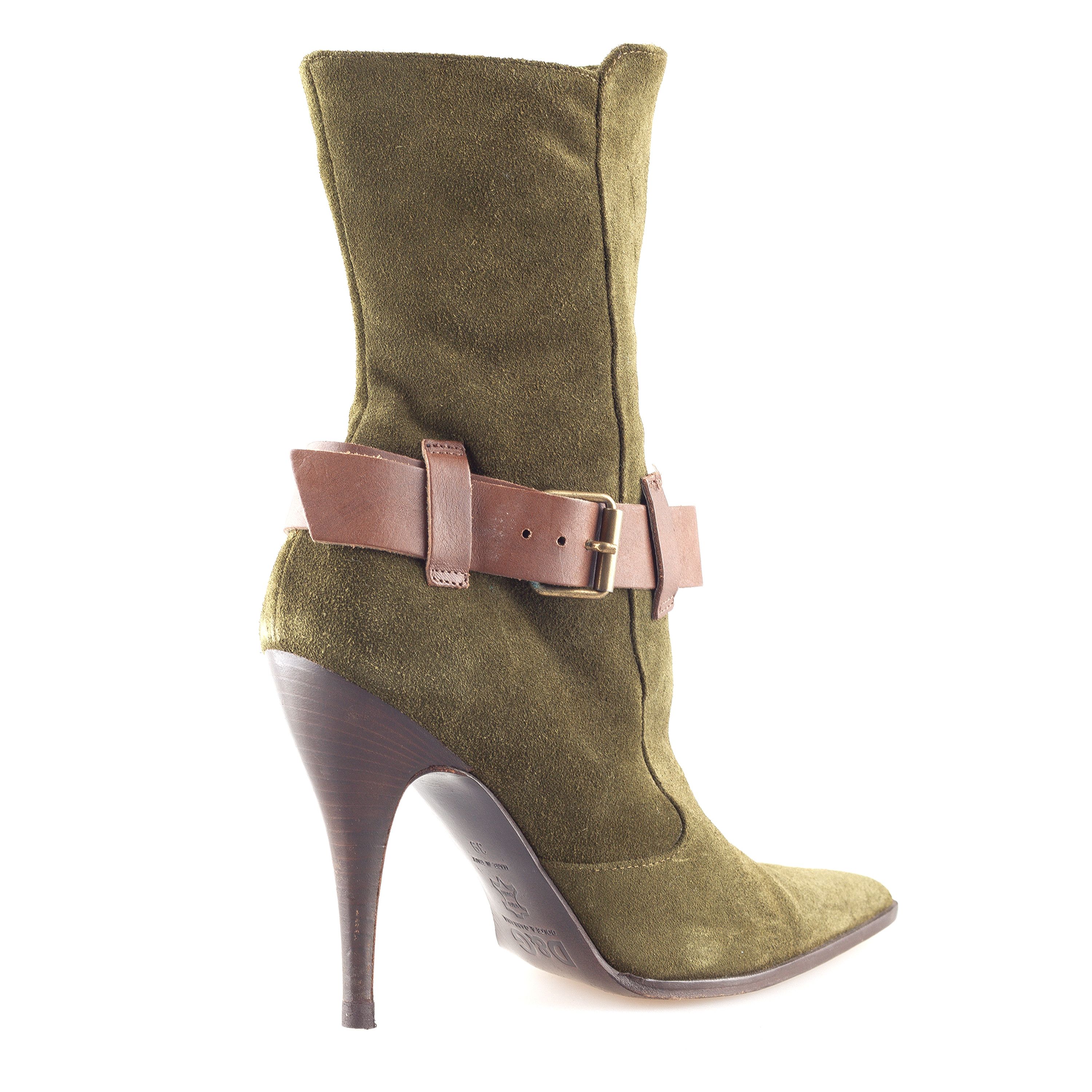 Dolce & Gabbana Dolce & Gabbana Vintage Green Leather Boots (39 EU) Size US 9 / IT 39 - 4 Thumbnail